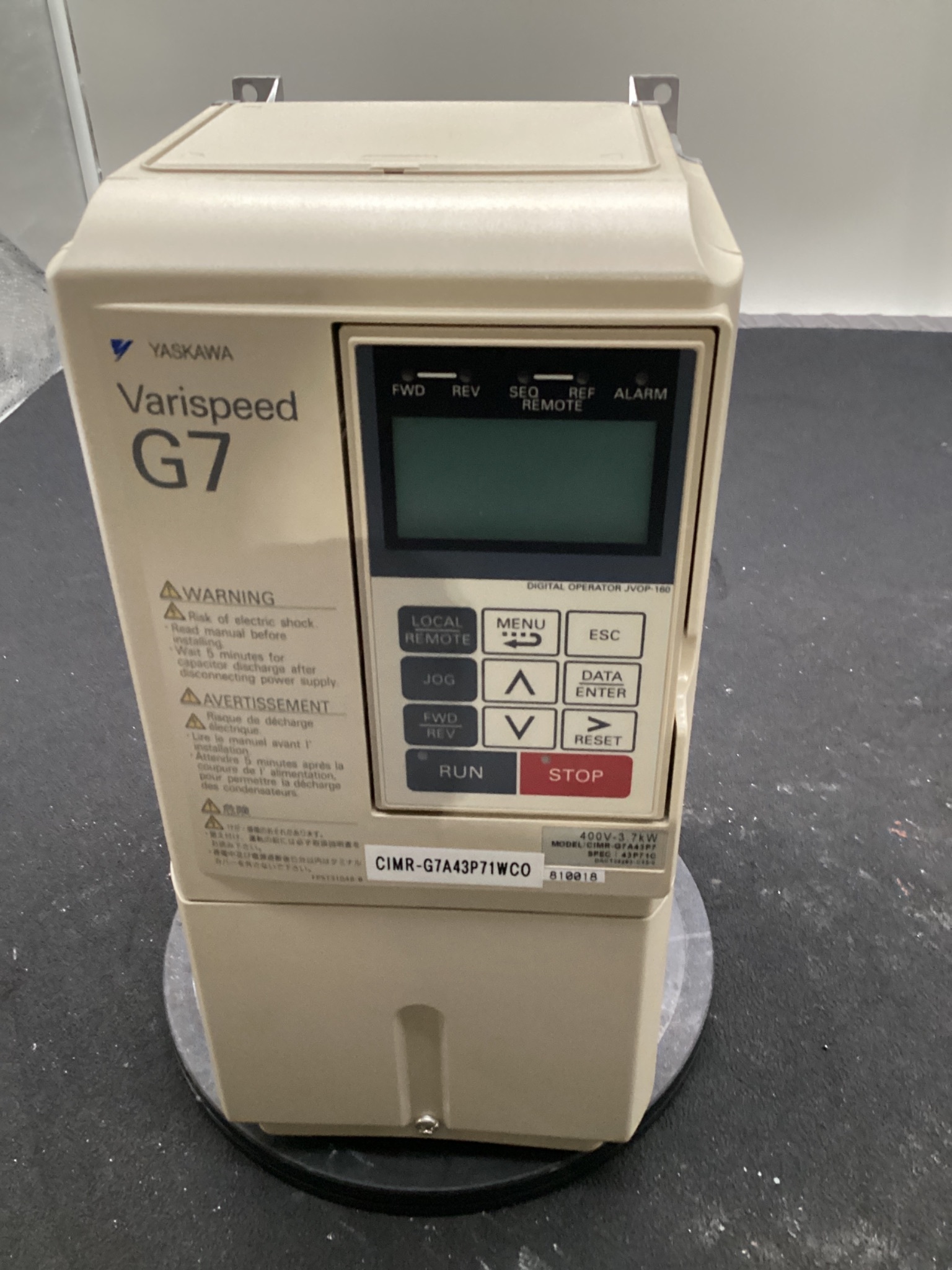 YASKAWA CIMR-G7A43P7 G7 SERIES 5HP INVERTER DRIVE 480V USED 1