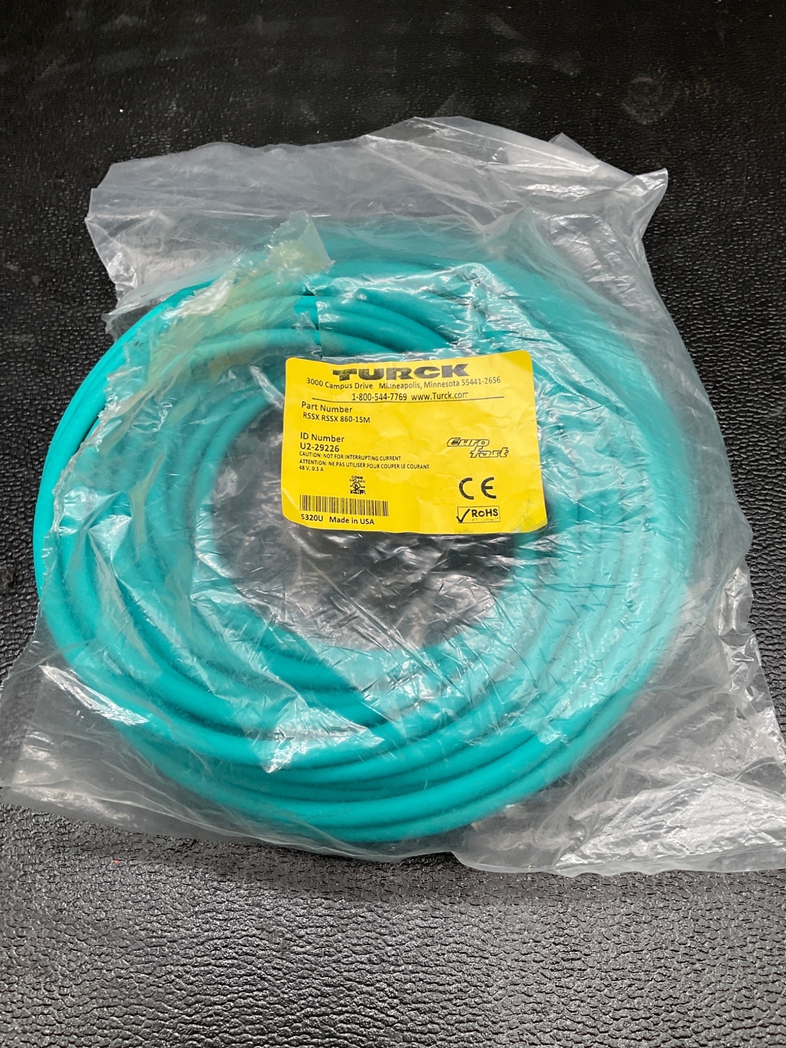 TURCK RSSX RSSX 860-15M ETHERNET CABLE M12 X-CODED 8PIN 15M IP67 NEW 2