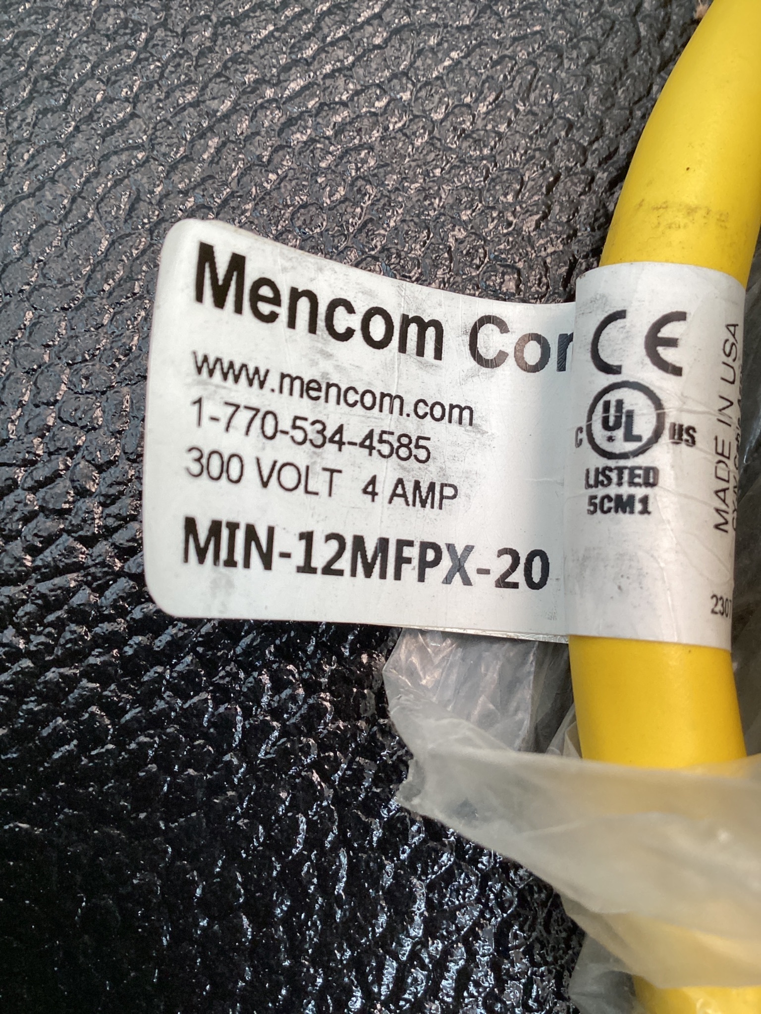MENCOM MIN-12MFPX-20 MINI-FAST CORDSET 12PIN FEMALE STRAIGHT 20FT NEW 3
