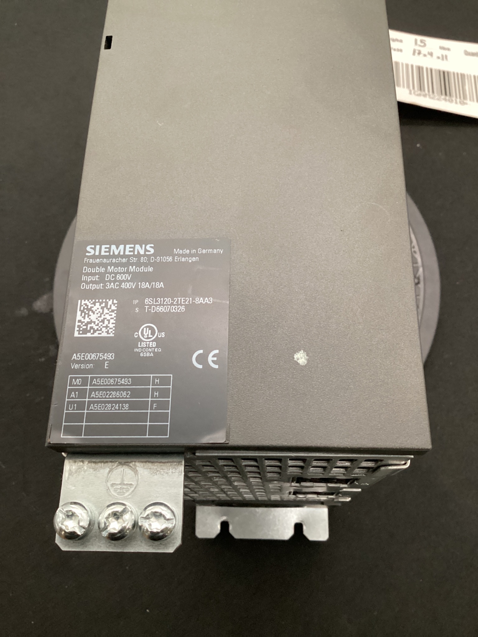 SIEMENS A5E00675493 SINAMICS S120 MOTOR MODULE 18A USED 4