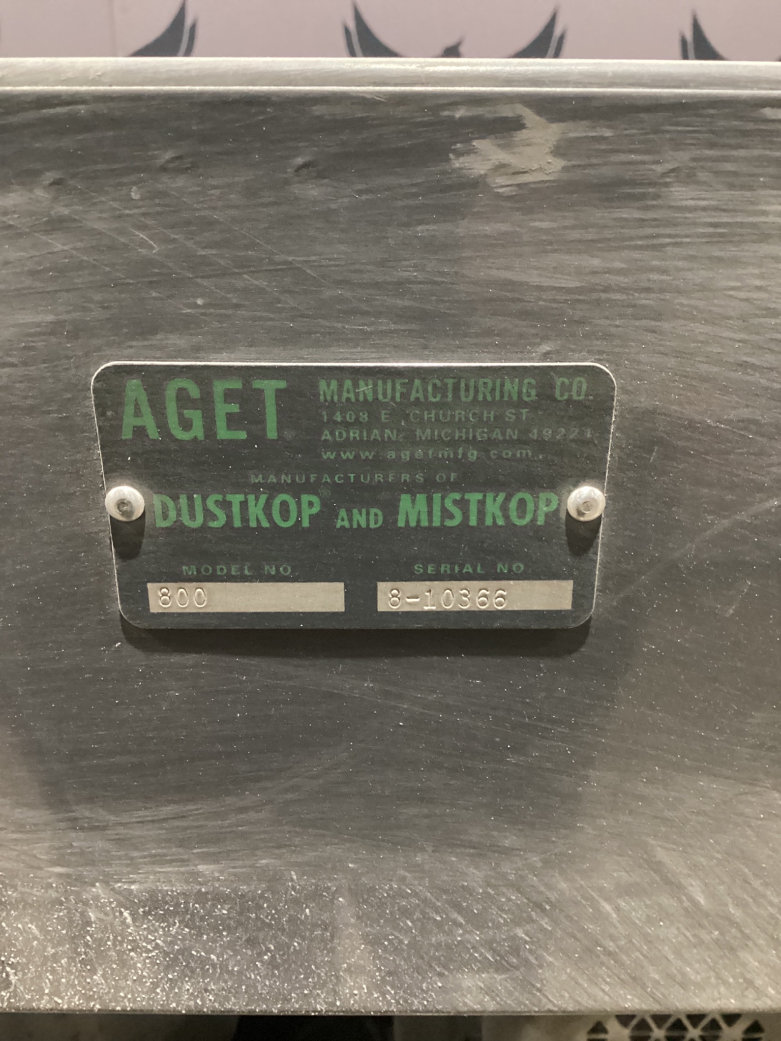 AGET DUSTKOP 800 CYCLONE DUST COLLECTOR 3/4HP 575V USED 1