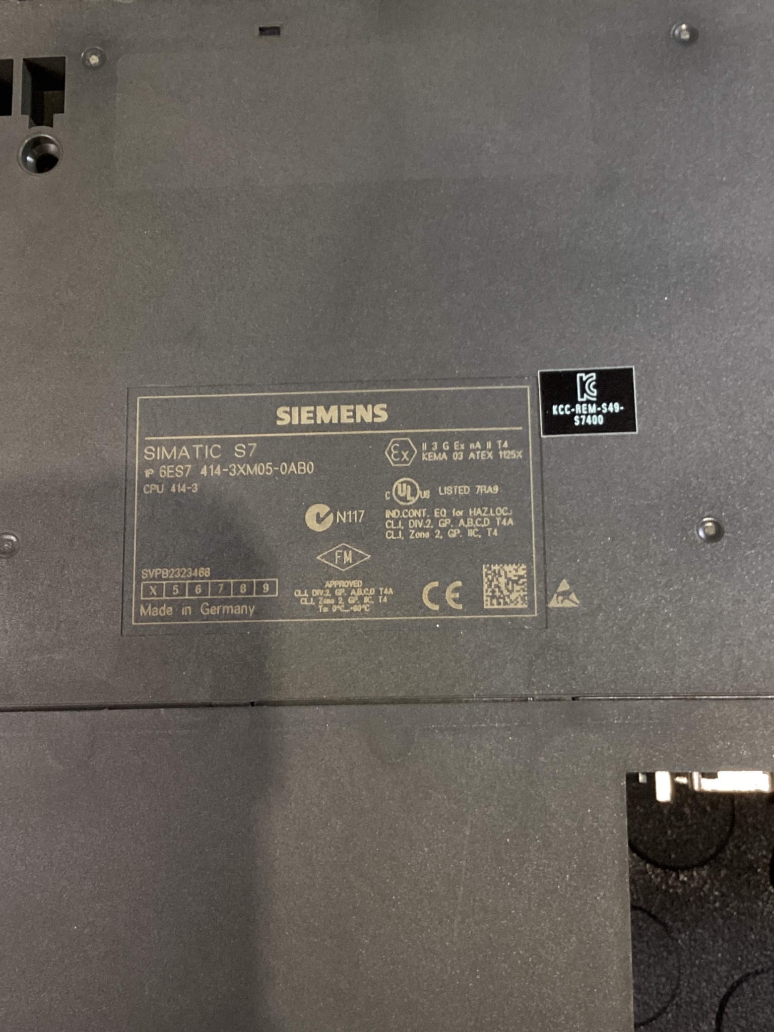 SIEMENS 6ES7 414-3XM05-0AB0 Simatic S7-400 CPU Module USED 3