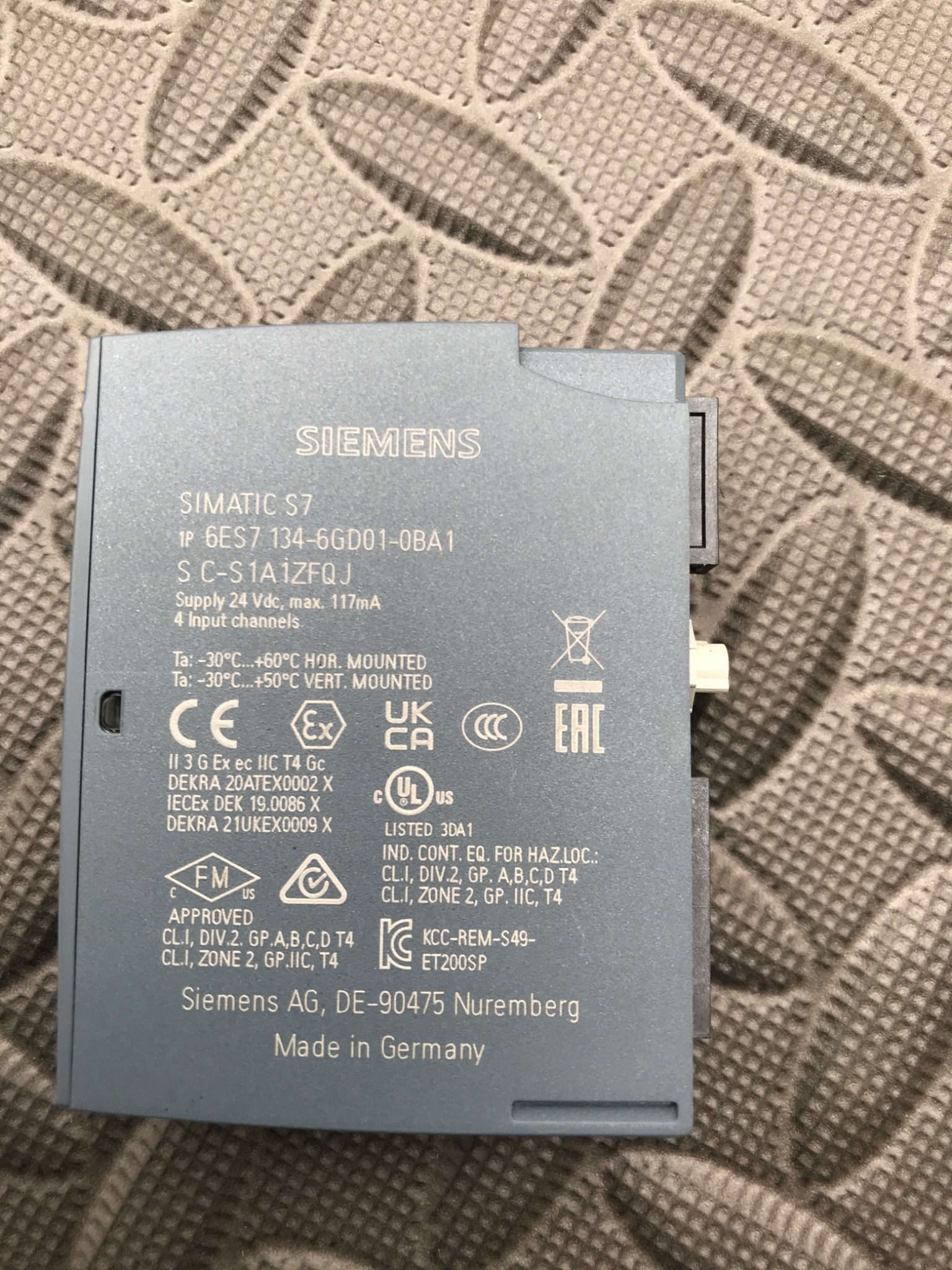 SIEMENS 6ES7 134-6GD01-0BA1 AI 4‑Channel Analog Input Module USED 4