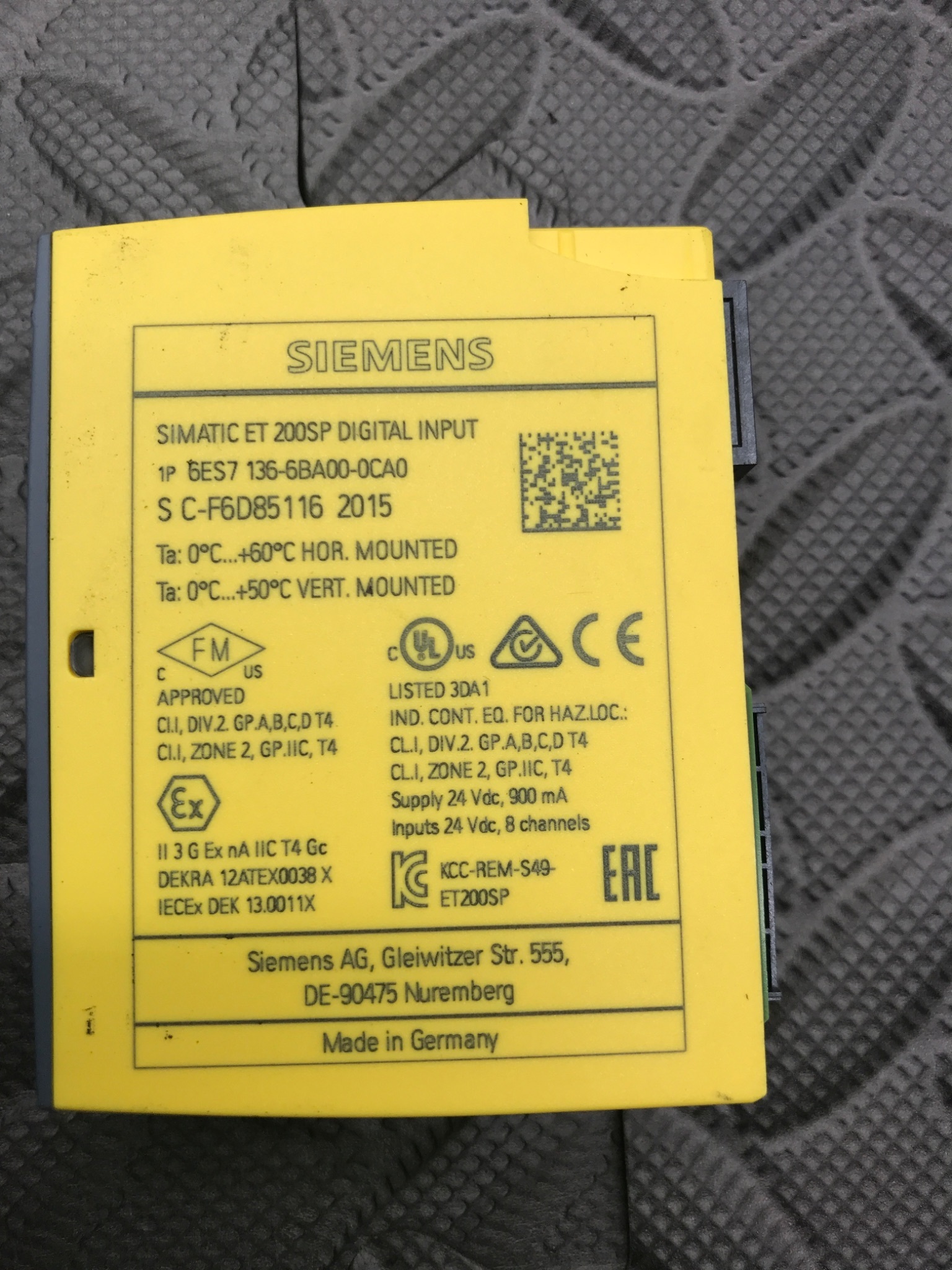 SIEMENS 6ES7 136-6BA00-0CA0 F-DI 8×24VDC HF Safety DI Module USED 5