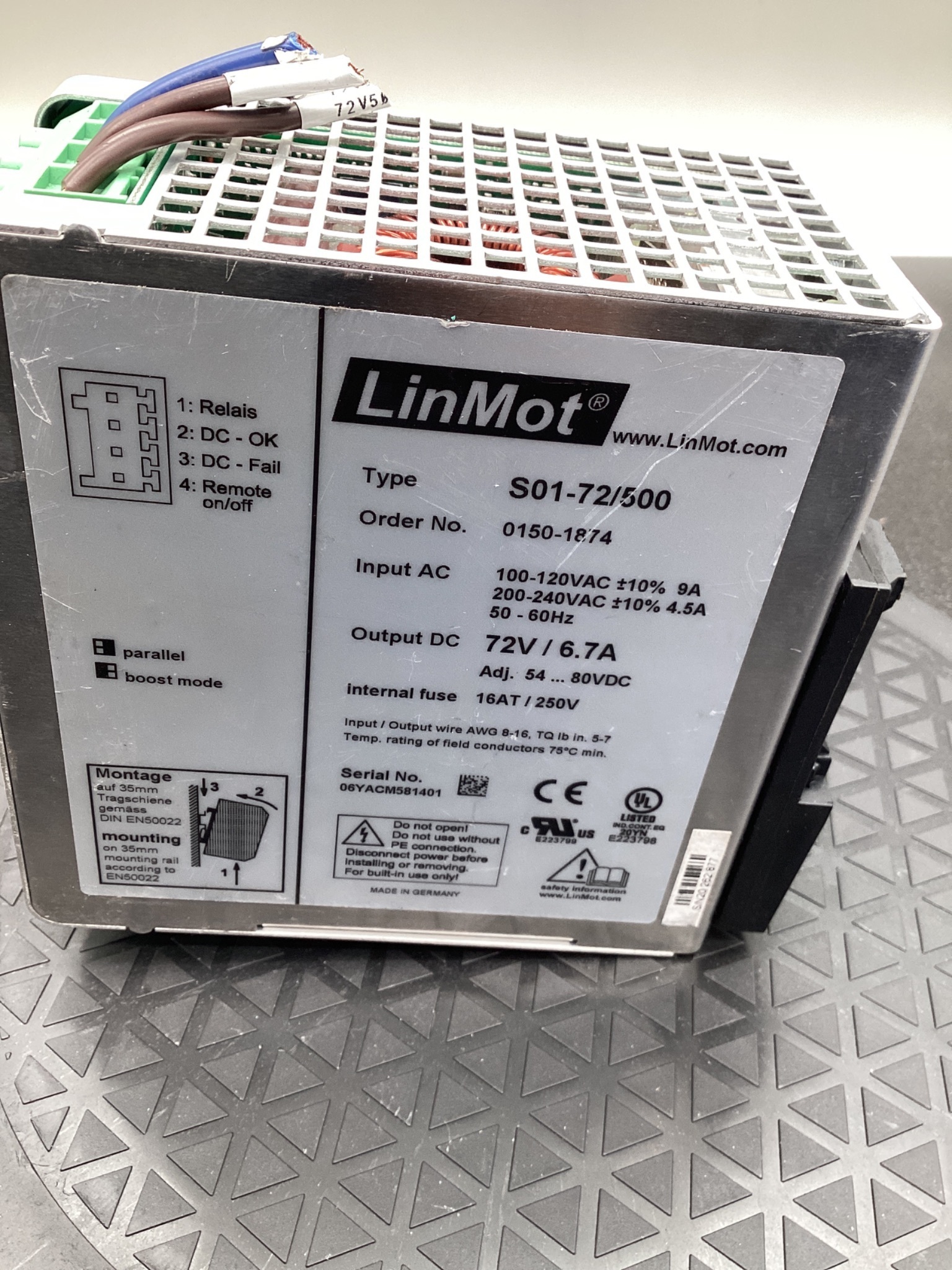 LinMot S01-72/500 0150-1874 Servo Drive Power Supply USED 4