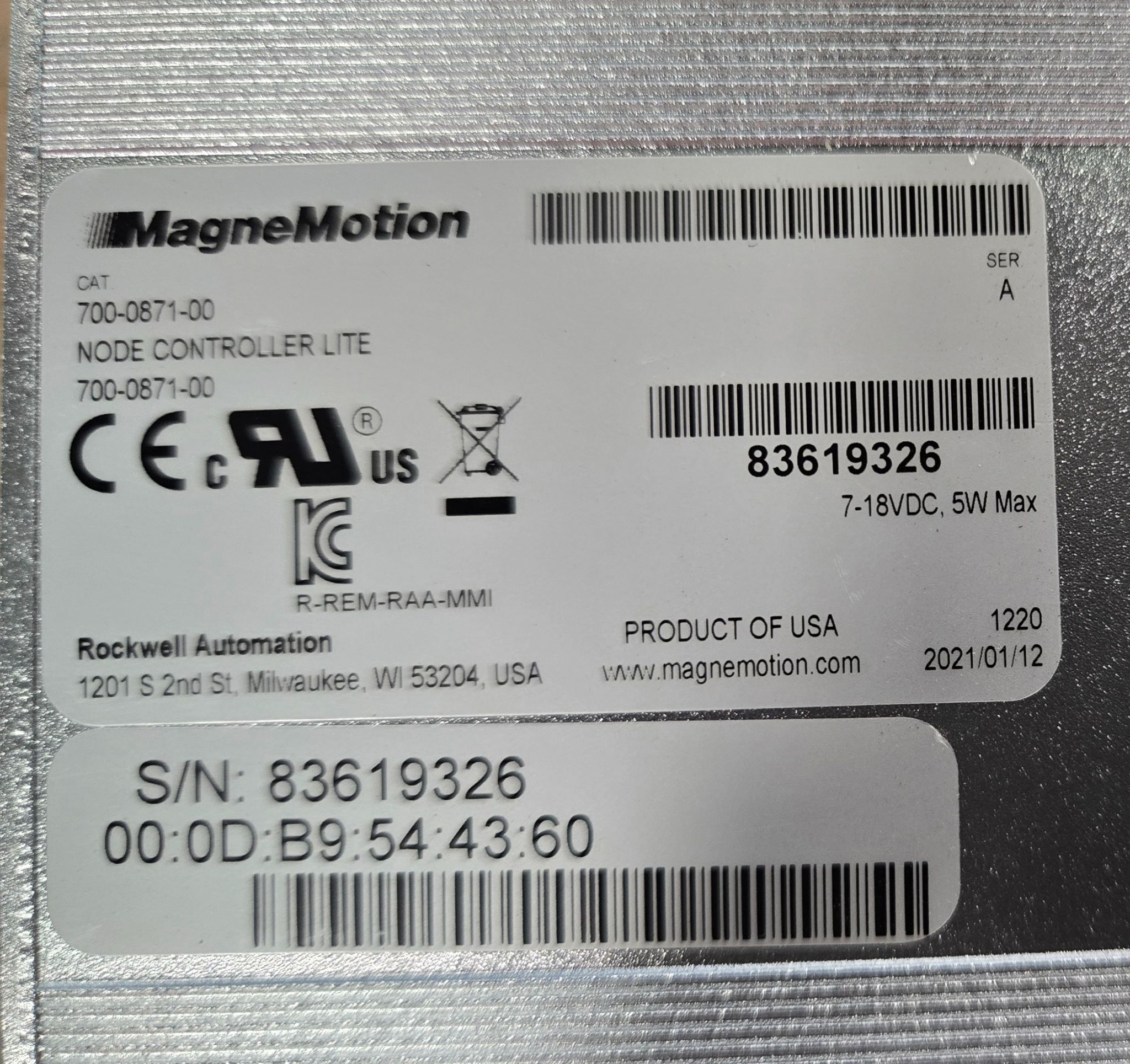 MAGNEMOTION 700-0871-00 NODE CONTROLLER LITE ETHERNET SWITCH USED 3
