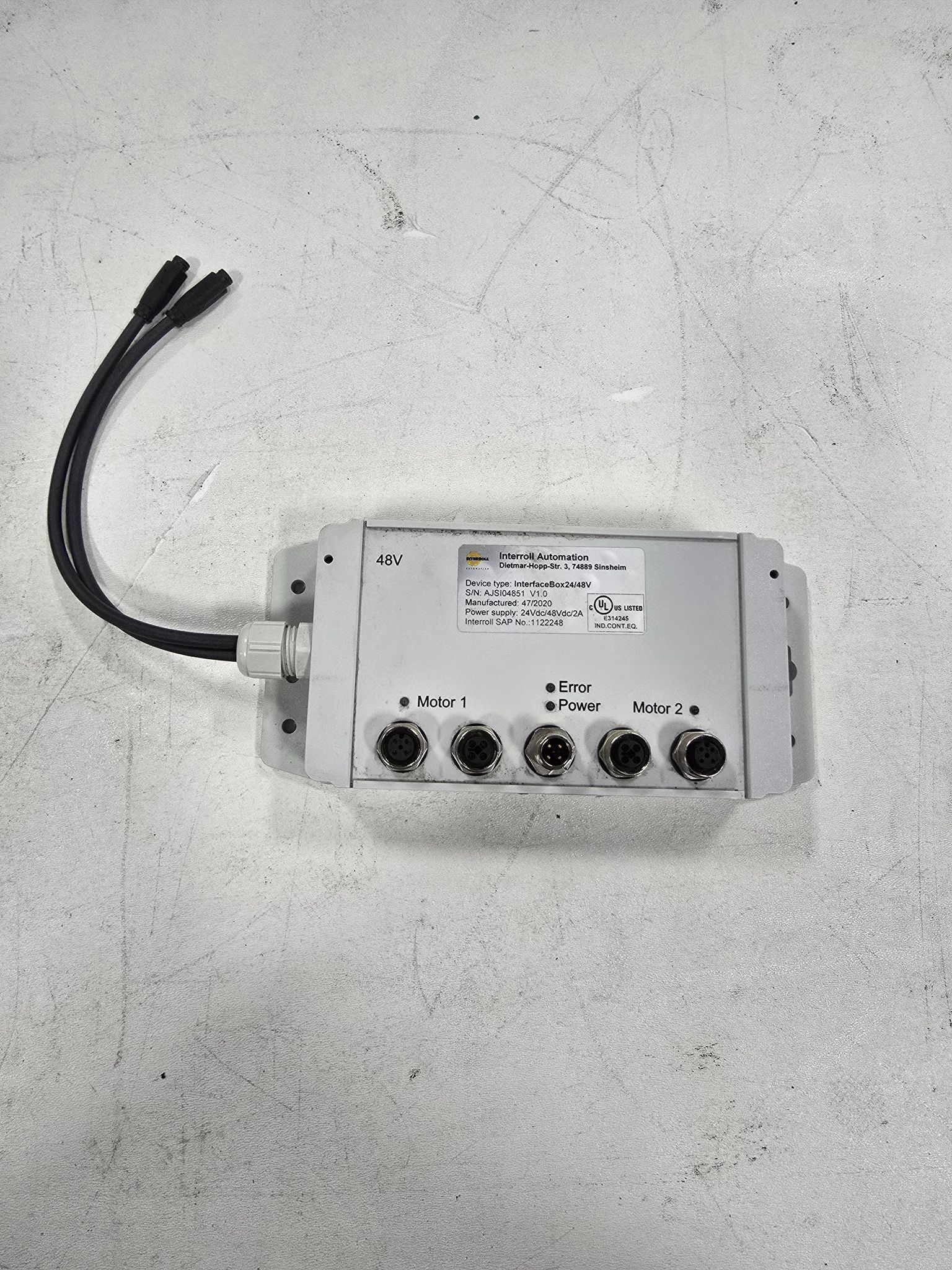 INTERROLL InterfaceBox24/48V MOTOR INTERFACE CONTROLLER USED 0