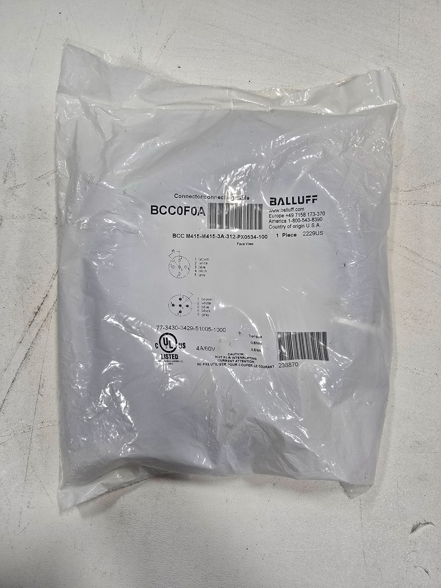 BALLUFF BCC-M415-M415-3A-312-PX0534-100 SENSOR CABLE NEW 0