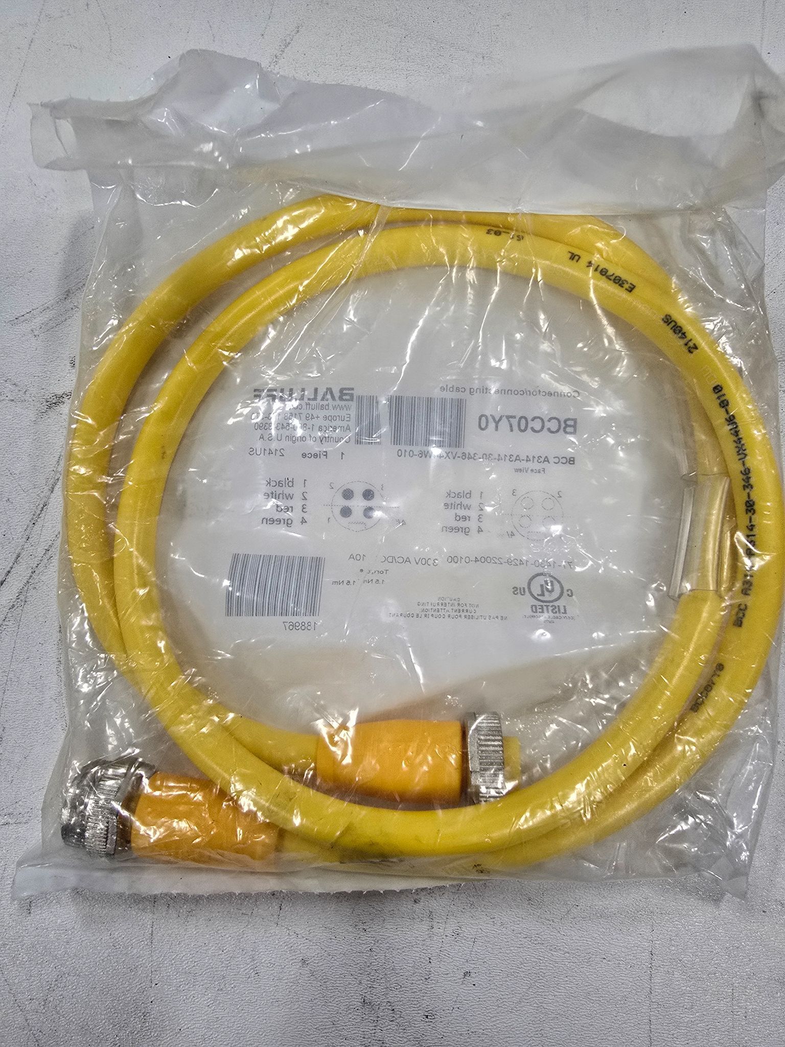 BALLUFF BCC-A314-A314-30-346-VX44W6-010 POWER CABLE NEW 2