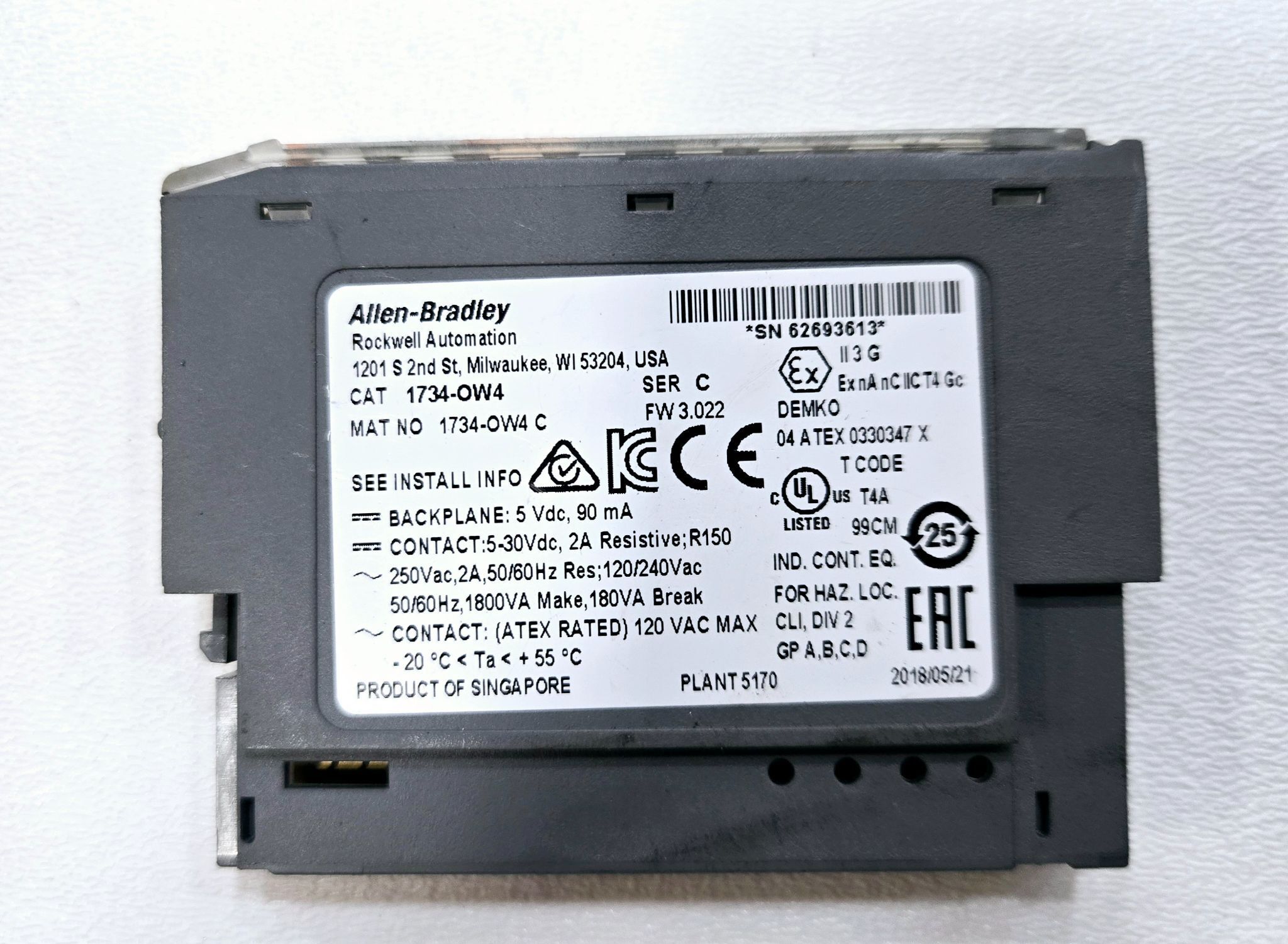 ALLEN BRADLEY 1734-OW4 Point I/O Digital Contact Output Module USED 1