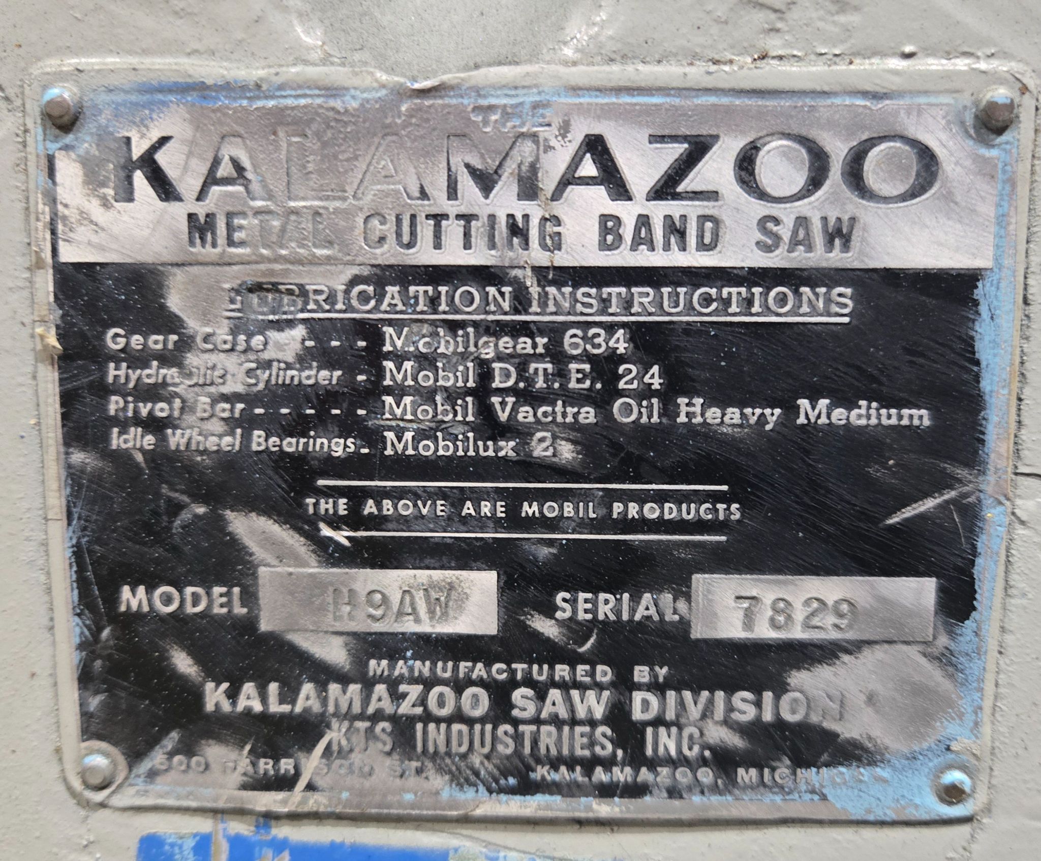 KALAMAZOO SAW DIV H9AW BAND SAW USED 1