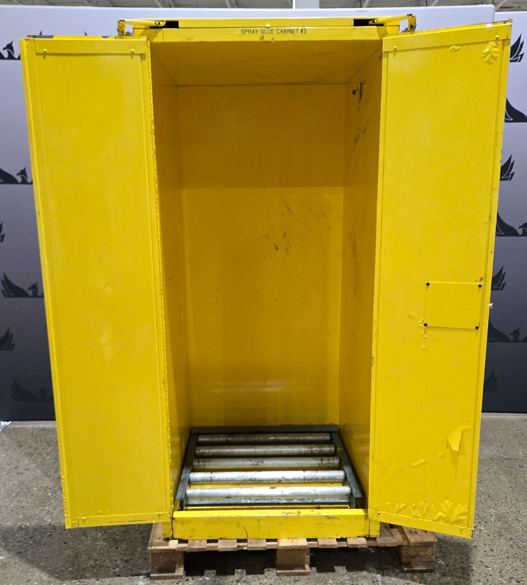 A & A SHEET METAL PRODUCTS SECURALL FLAMMABLE STORAGE CABINET USED 2