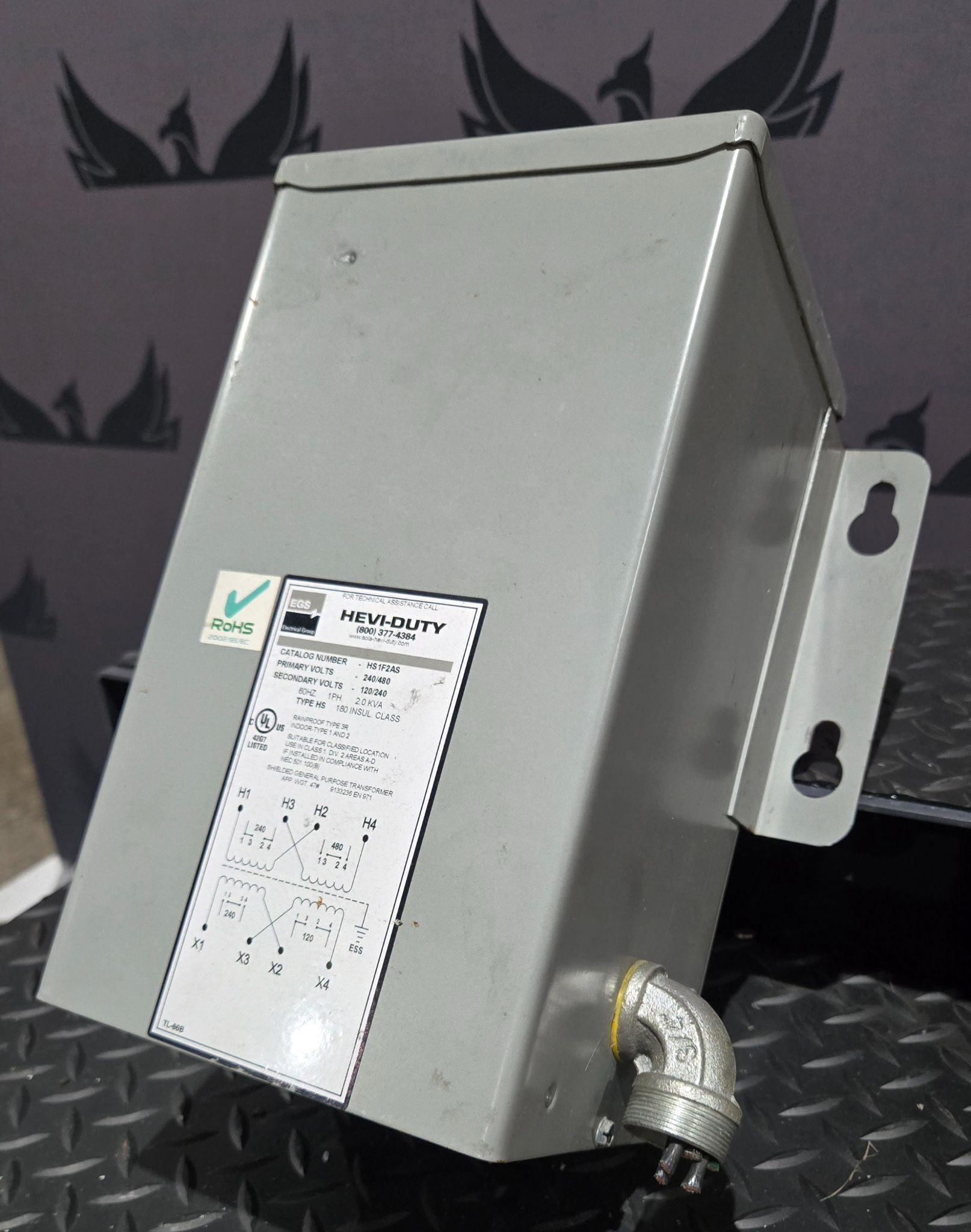 EGS HS1F2AS Transformer 240/480V - 120/240V, 2 kVa, 1 PH USED 1
