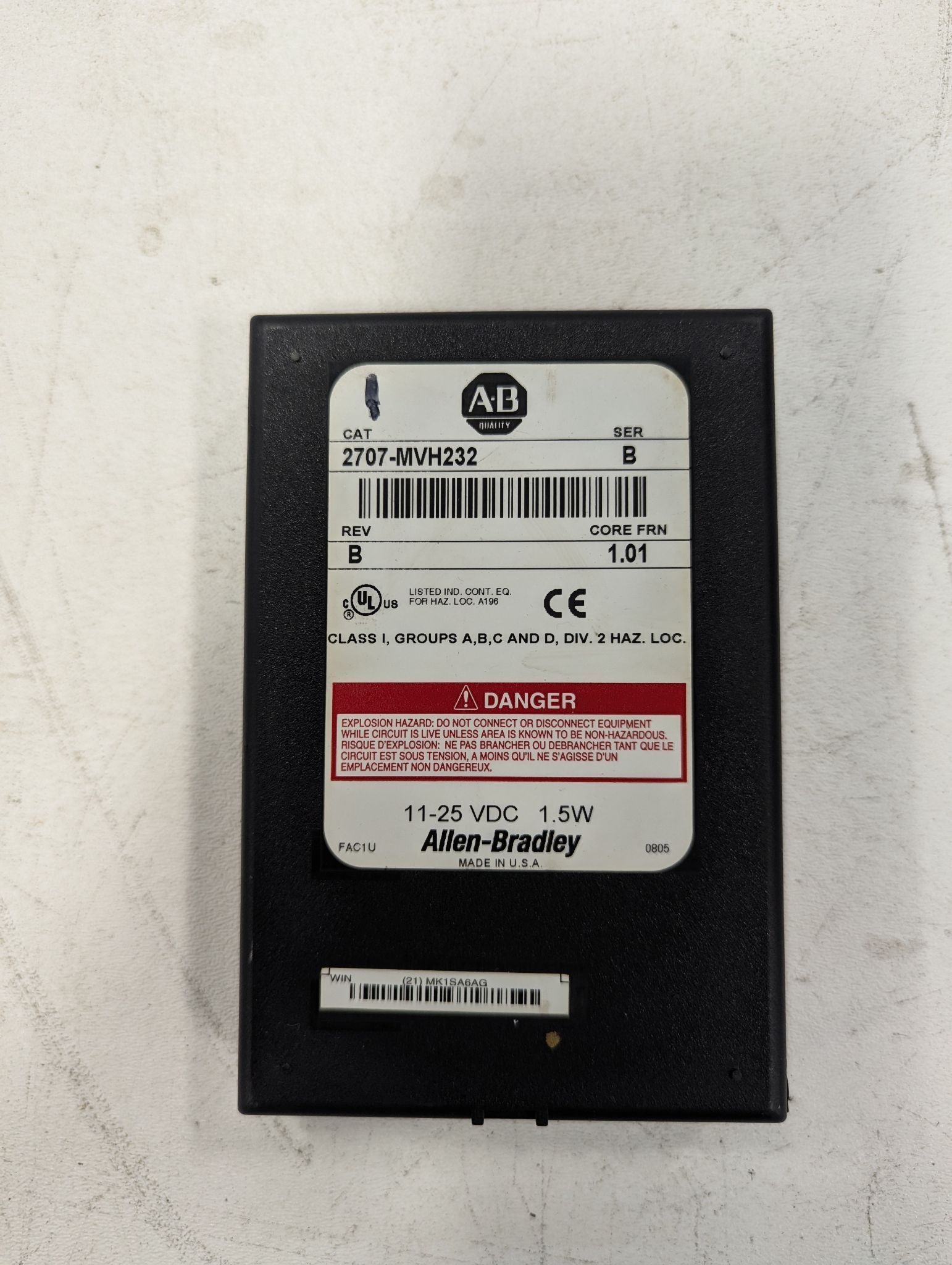 ALLEN BRADLEY 2707-MVH232 MICROVIEW MODULE DRIVE KEYPAD USED 1