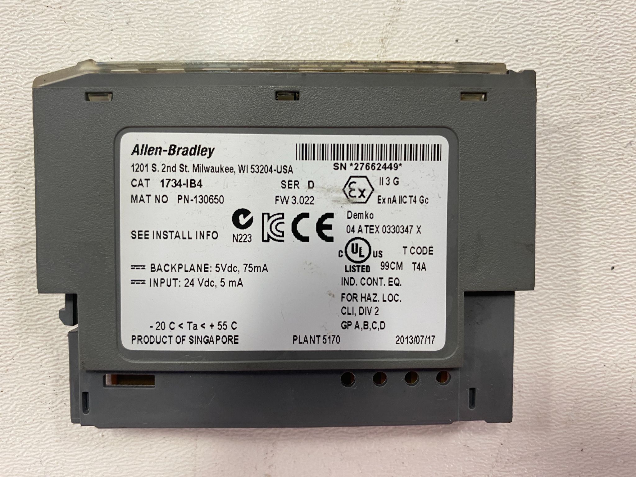 ALLEN BRADLEY PLC INPUT AND OUTPUT MODULE USED 0