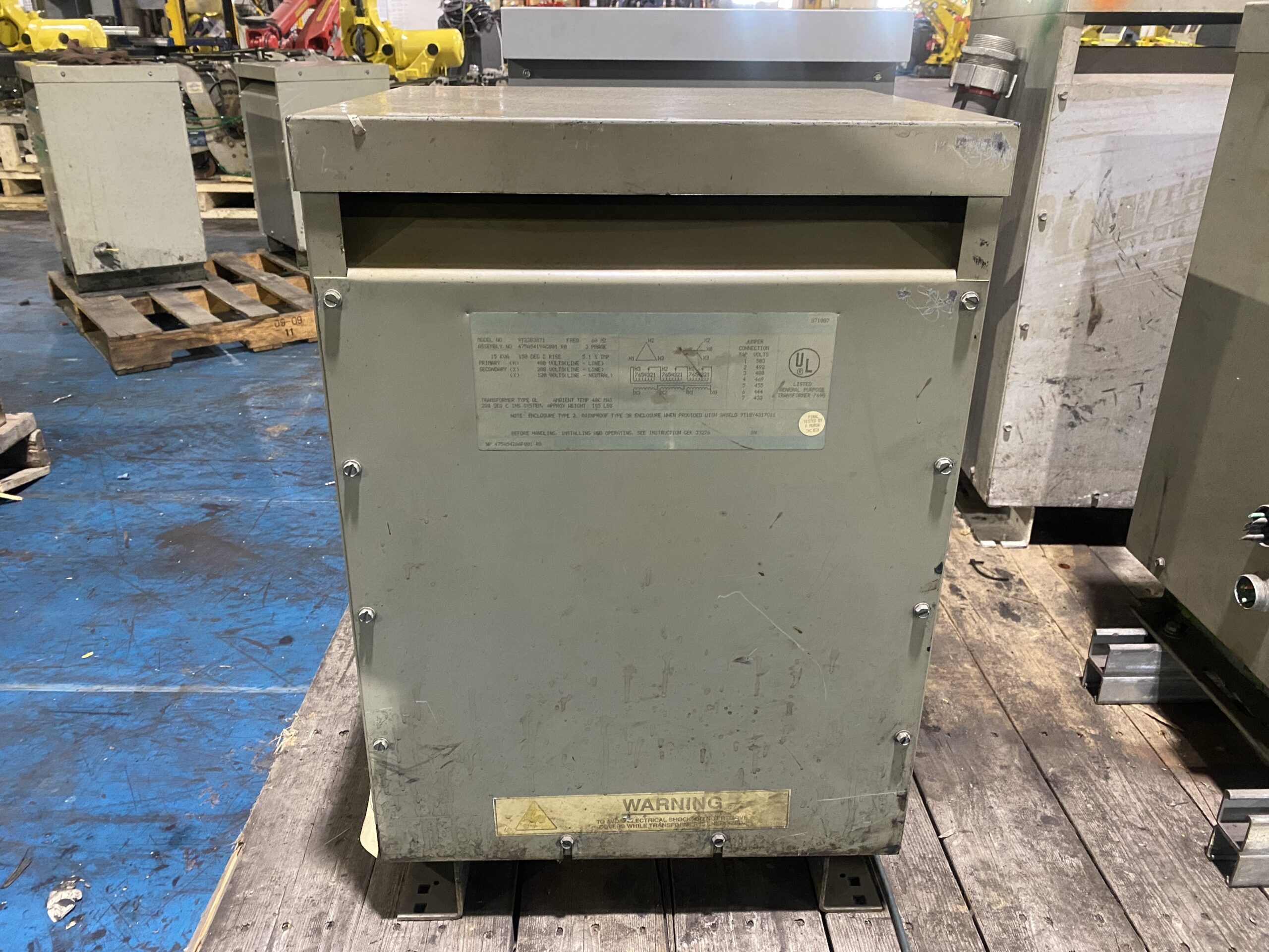 GENERAL ELECTRIC - 9T23B3871 Transformer 480V - 208/120V, 15kVA USED 0