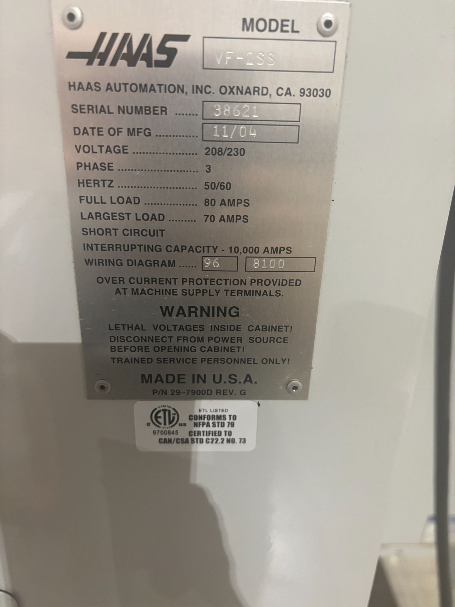 2004 HAAS VF-2SS CNC VERTICAL MACHINING CENTER USED 6
