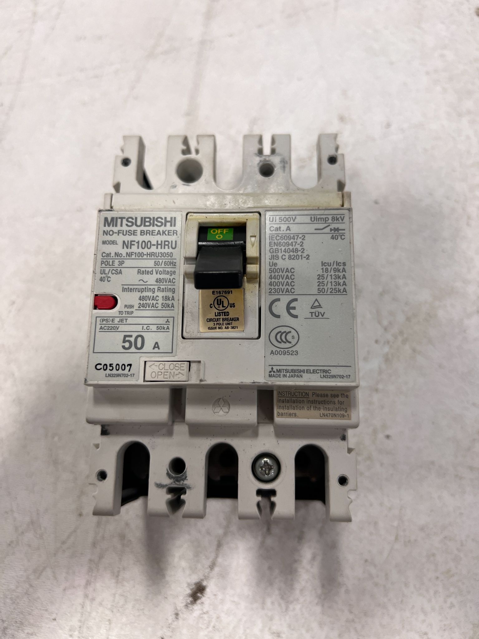 MITSUBISHI ELECTRIC NF100-HRU CIRCUIT BREAKERS USED 0