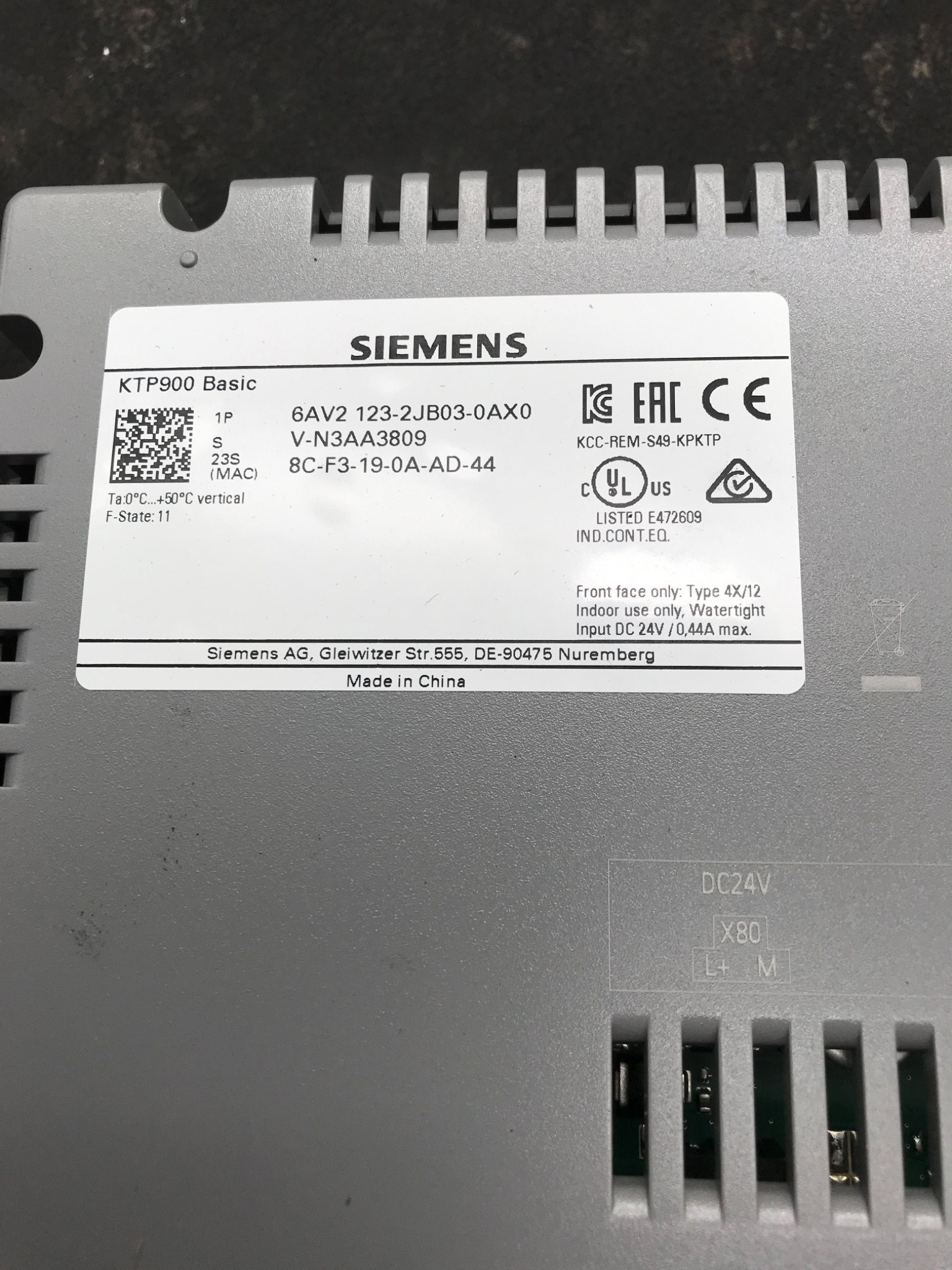 SIEMENS 6AV2123-2JB03-0AX0 HMI PANEL KTP900 9IN PROFINET USED SCREEN DAMAGE 3