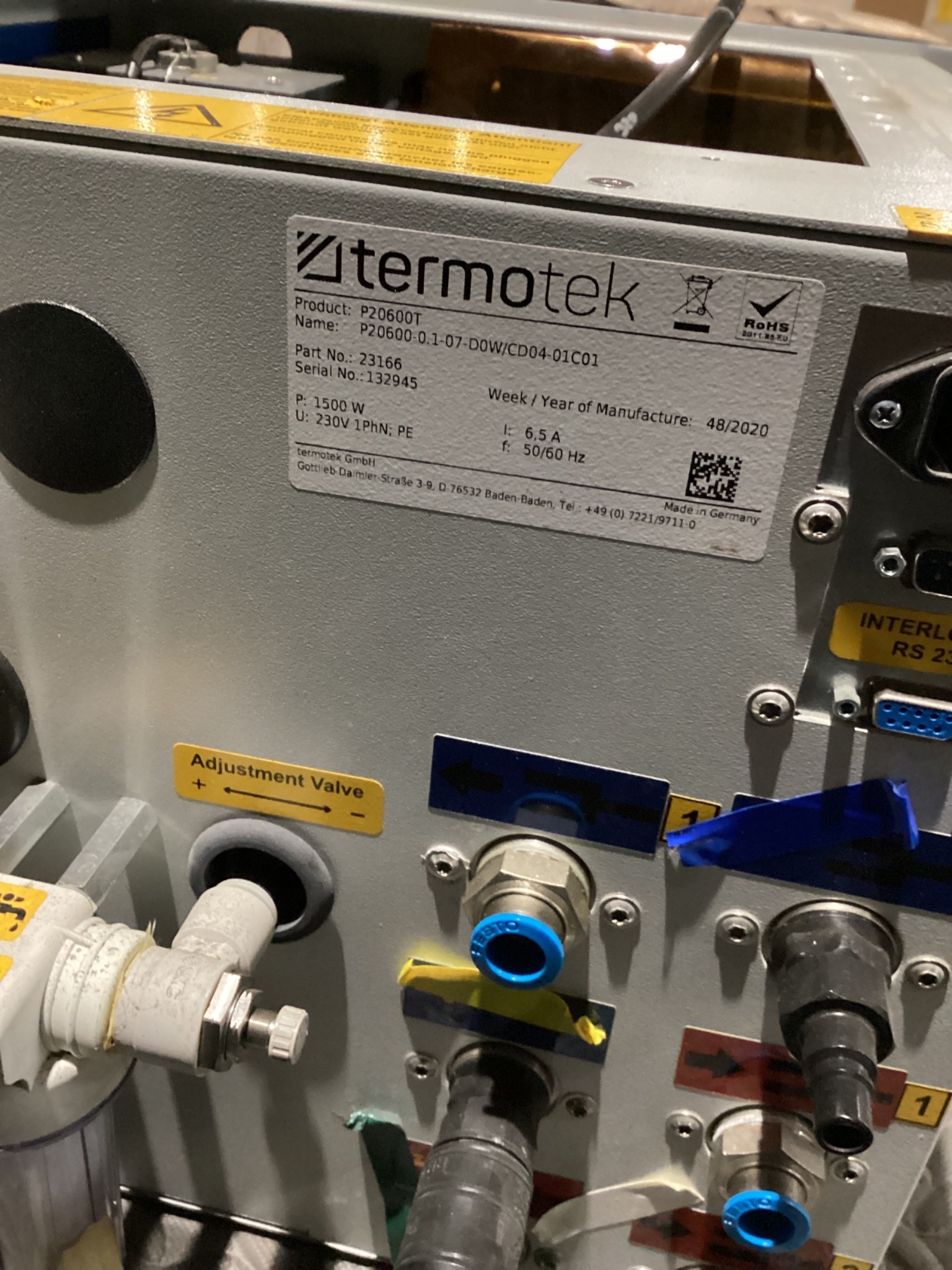 TERMOTEK P20600T LASER CHILLER 2000W 230V R134A USED 6