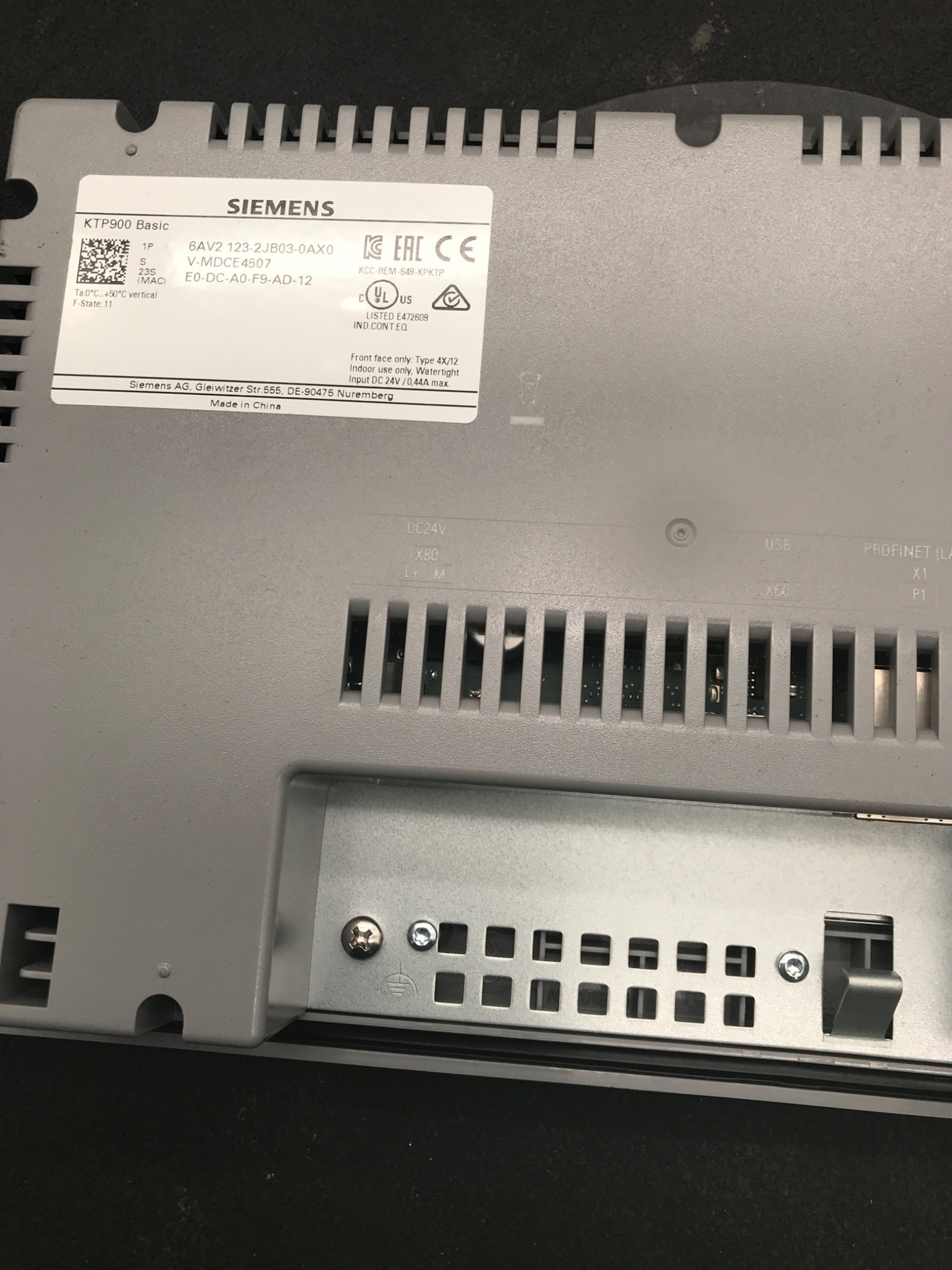 SIEMENS 6AV2123-2JB03-0AX0 HMI PANEL KTP900 9IN PROFINET USED 2