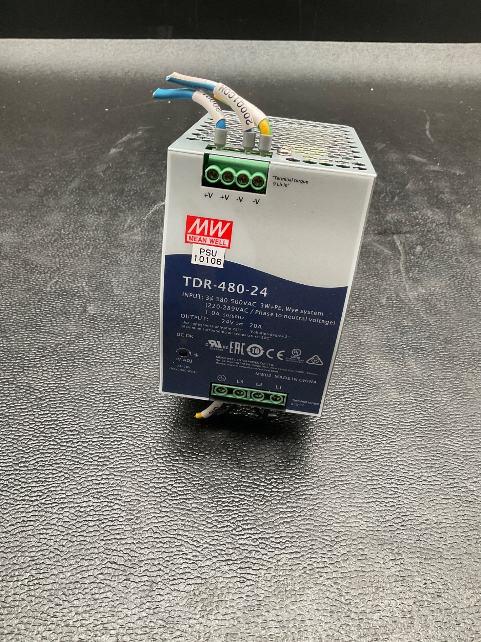 MEAN WELL TDR-480-24 DIN RAIL POWER SUPPLY 24VDC 20A USED 1