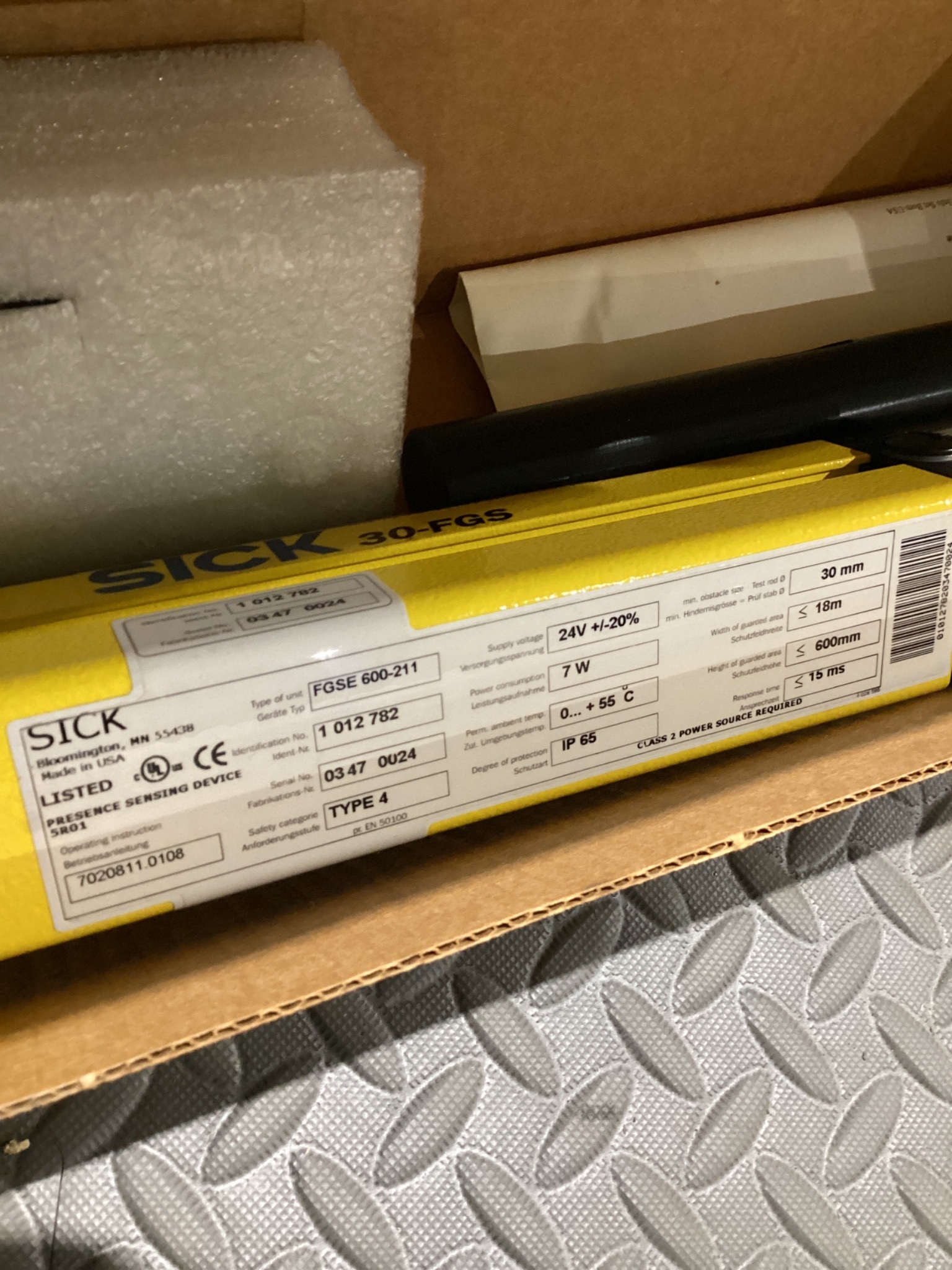 SICK FGSE-600-211 SAFETY LIGHT CURTAIN RECEIVER USED REPAIRED 5