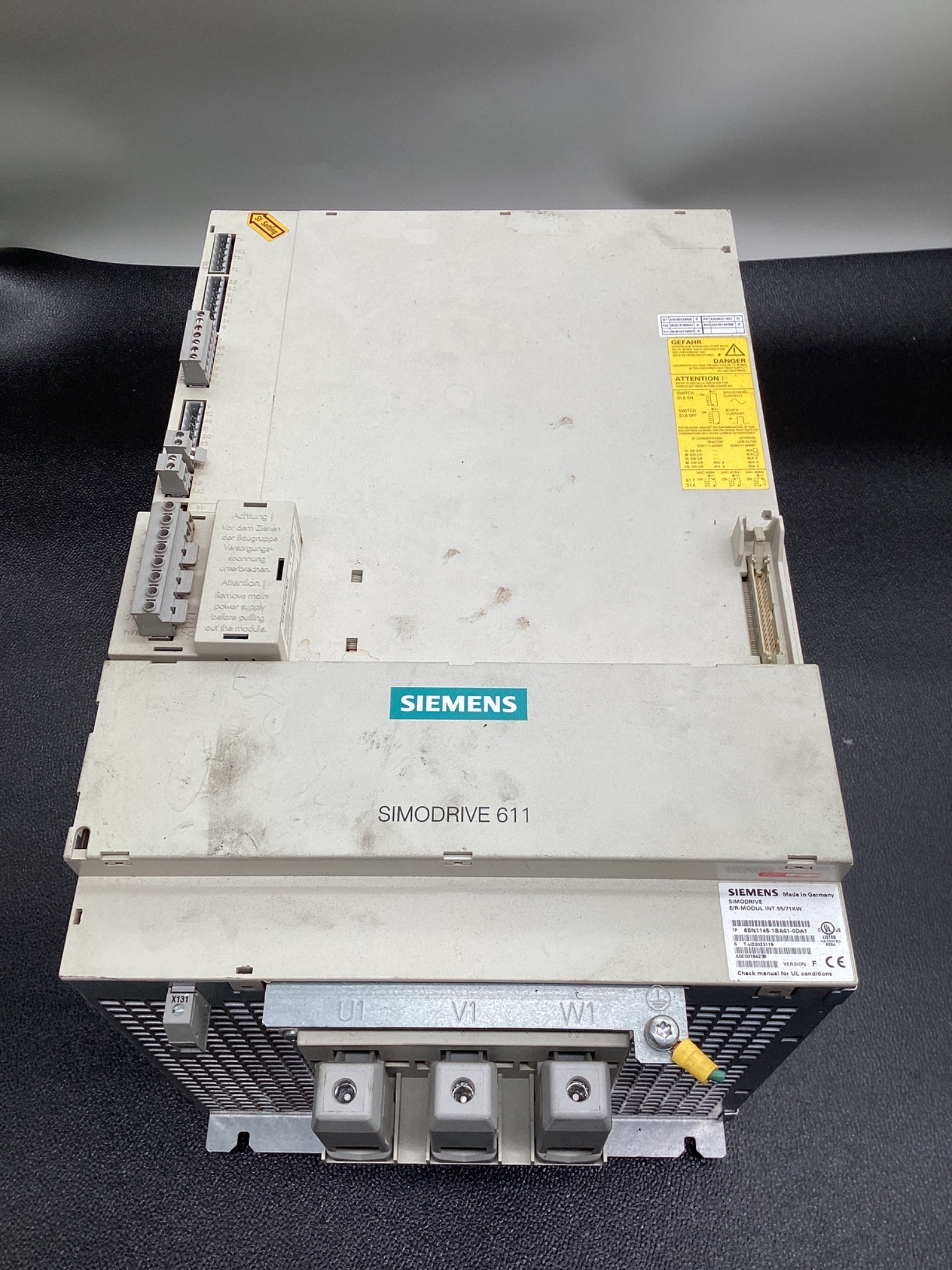 SIEMENS 6SN1145-1BA01-0DA1 SIMODRIVE 611 INFEED MODULE 55KW USED 0