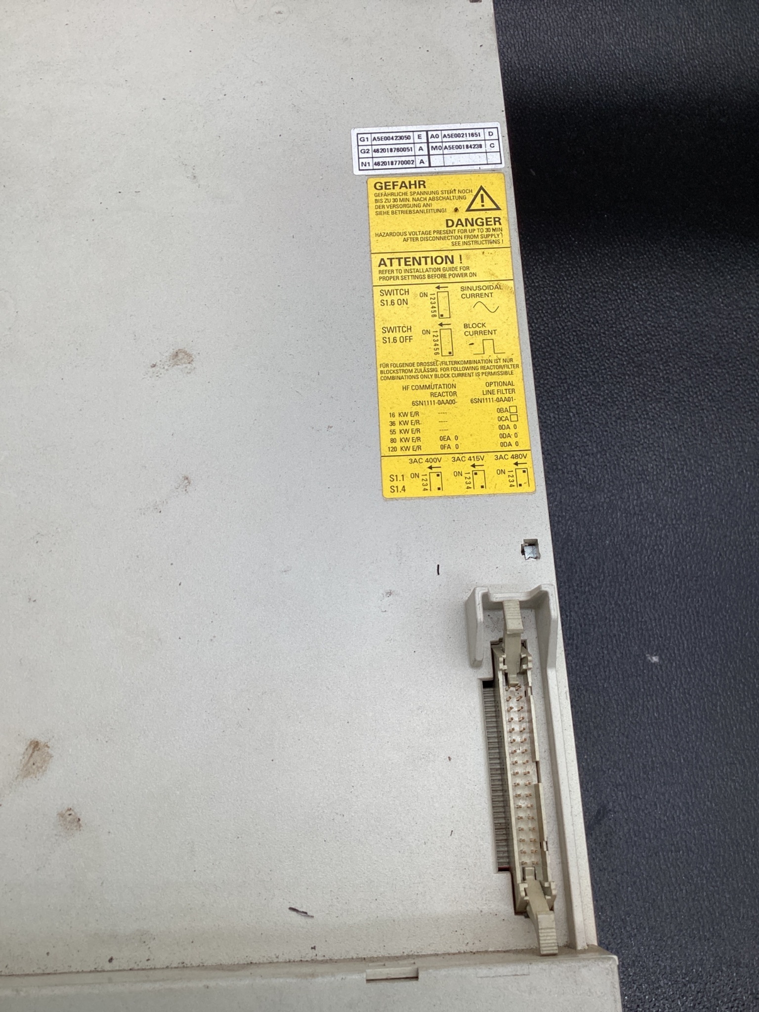 SIEMENS 6SN1145-1BA01-0DA1 SIMODRIVE 611 INFEED MODULE 55KW USED 5