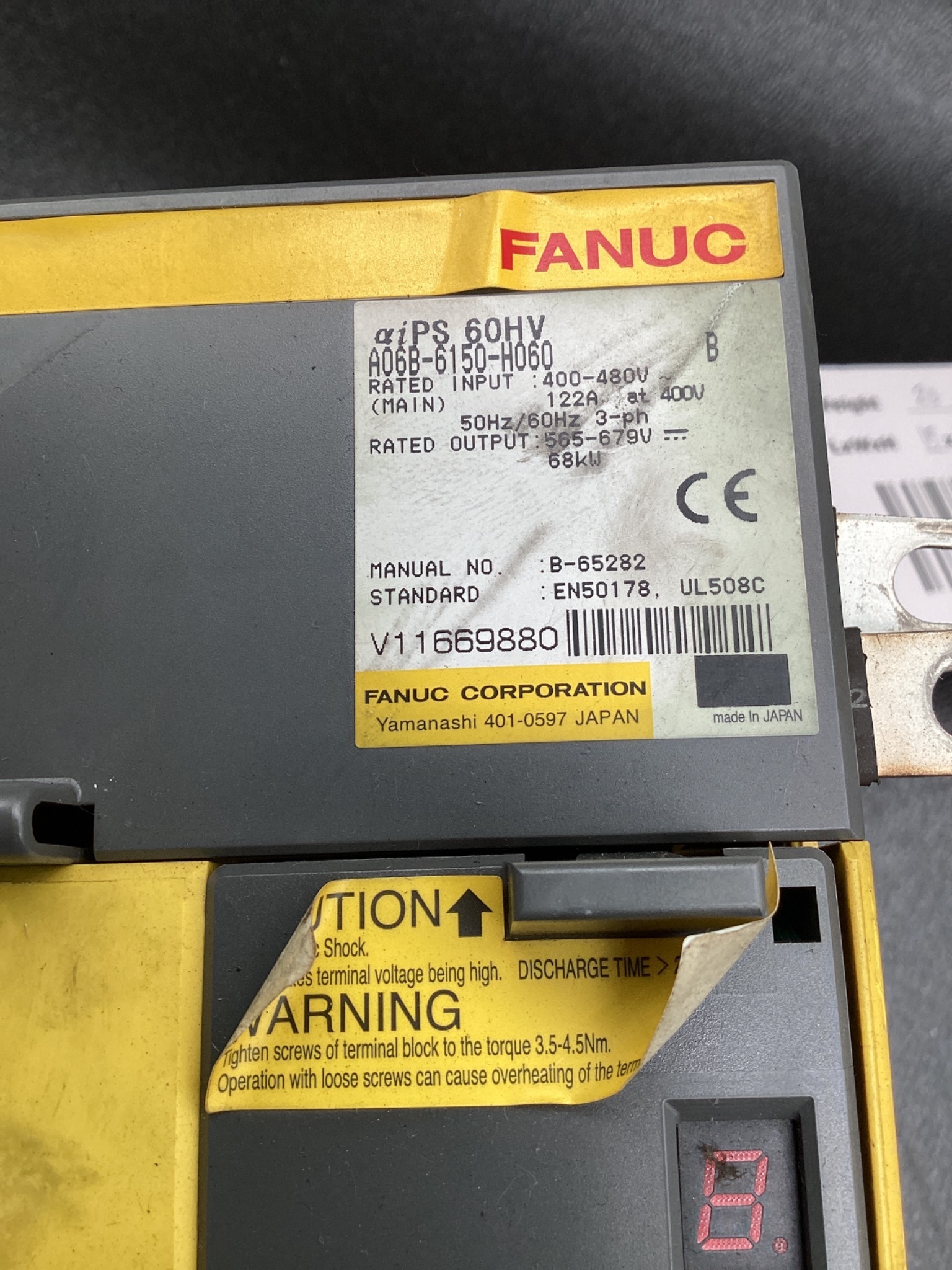 FANUC A06B-6150-H060 ALPHA I POWER SUPPLY MODULE USED 7
