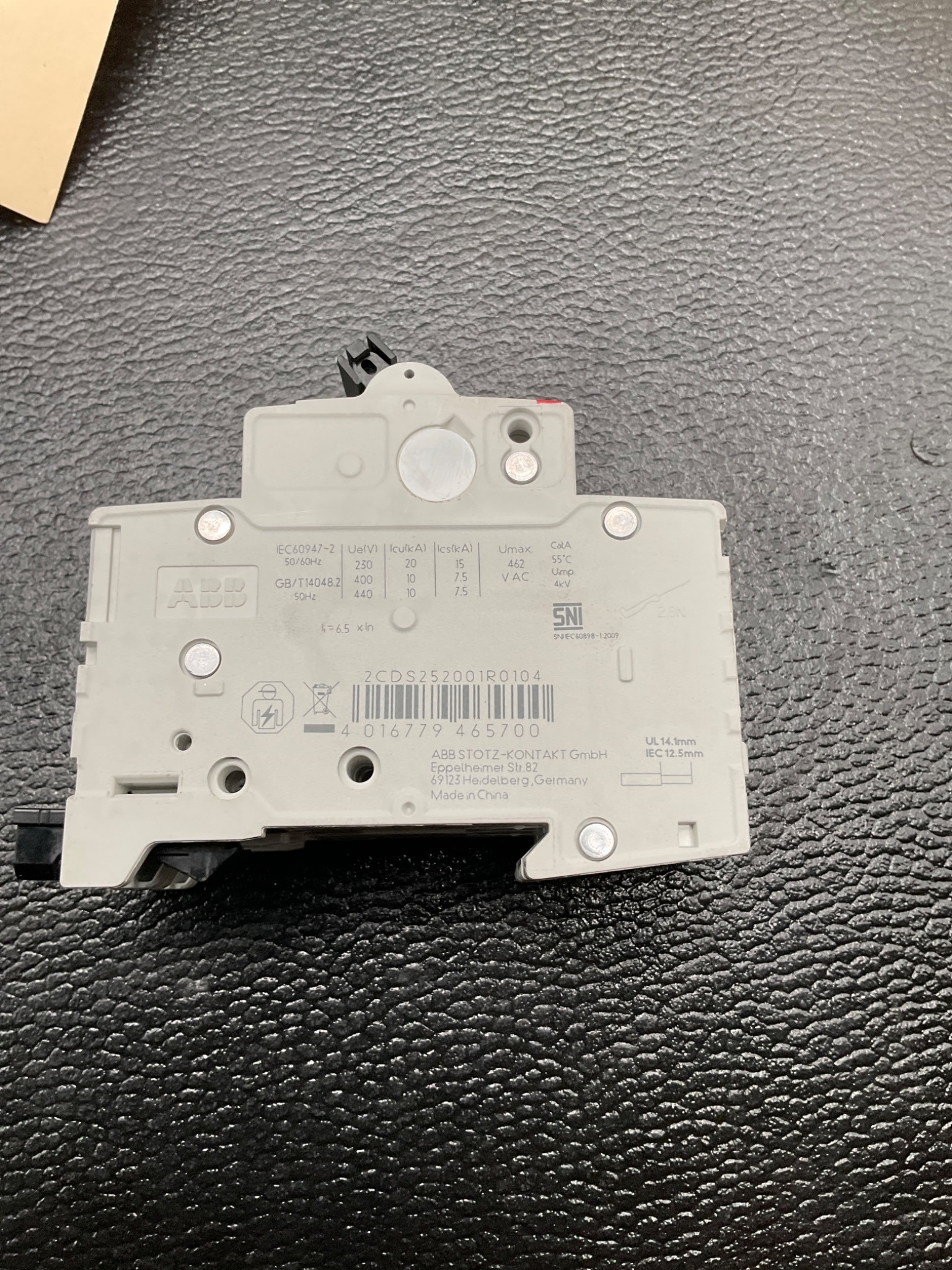 ABB 2CDS252001R0104 MINI CIRCUIT BREAKER 10A 2P DIN RAIL USED 5