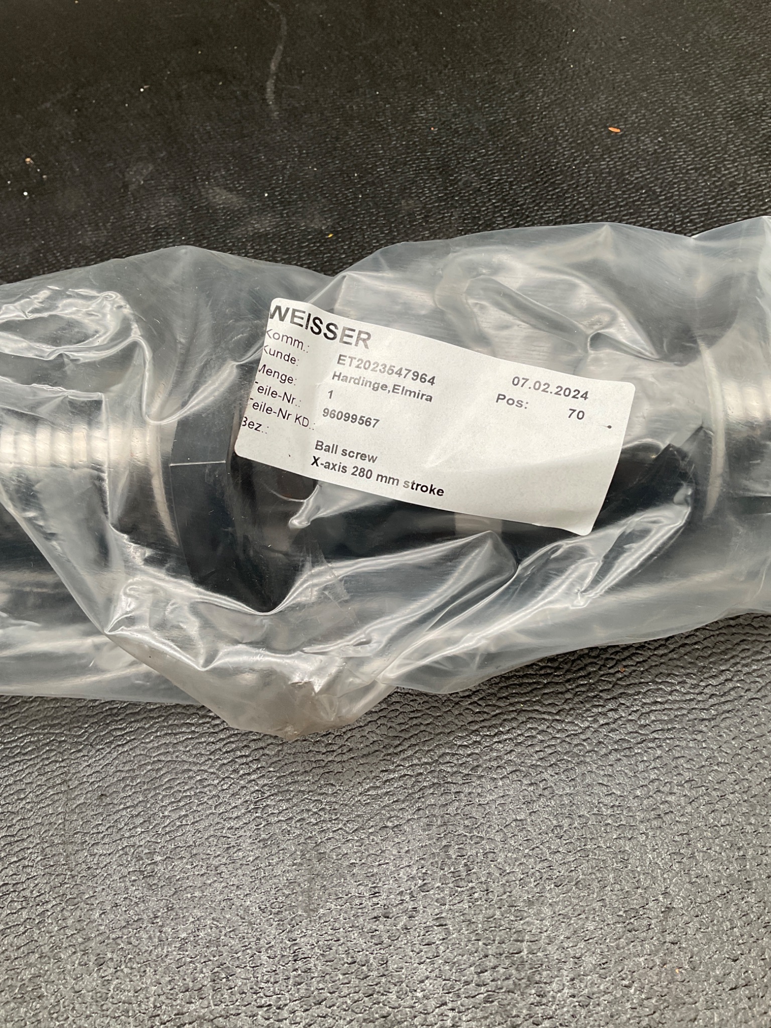 WEISSER 96099567 BALL SCREW X-AXIS 280MM STROKE NEW 1