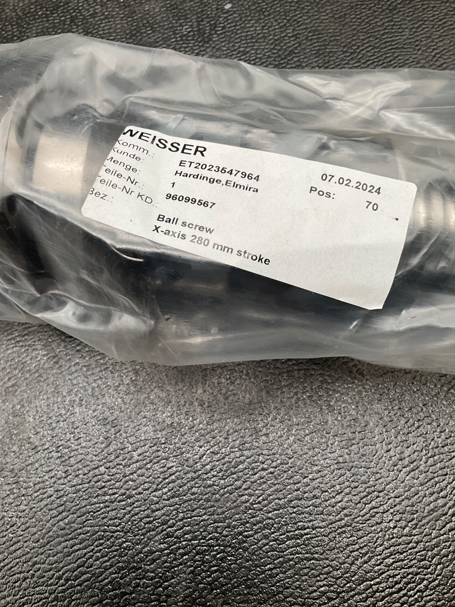 WEISSER 96099567 BALL SCREW X-AXIS 280MM STROKE NEW 4
