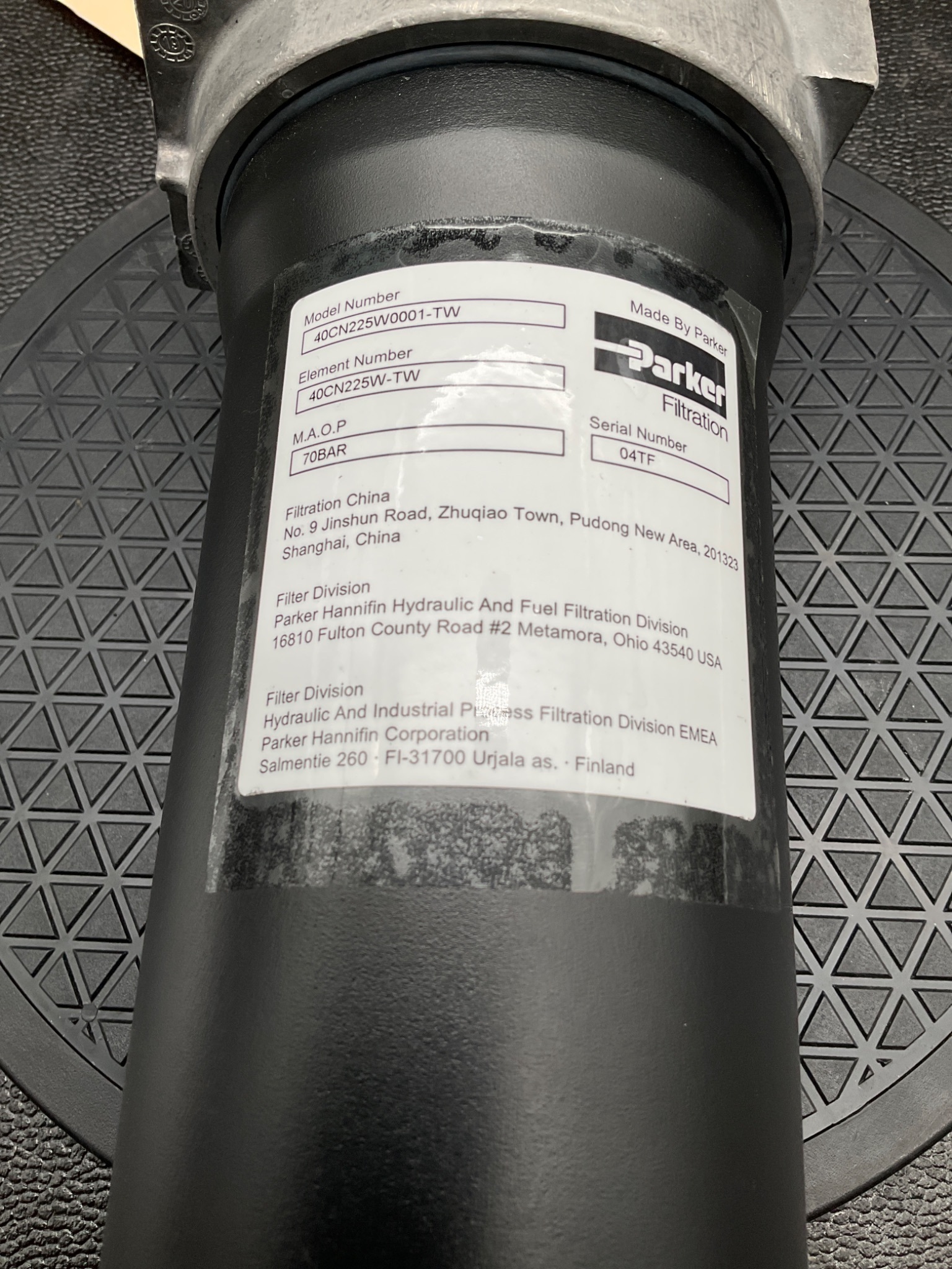 PARKER 40CN225W0001-TW HYDRAULIC FILTER 70 BAR USED 2