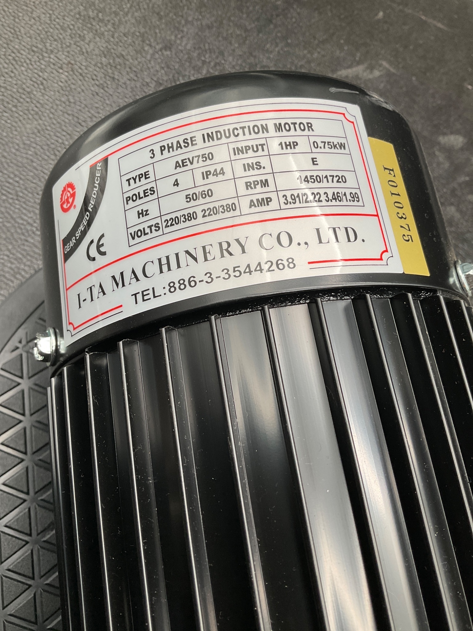 I-TA FM22 GEAR MOTOR 3/4HP 10:1 RATIO W/BRAKE USED 4