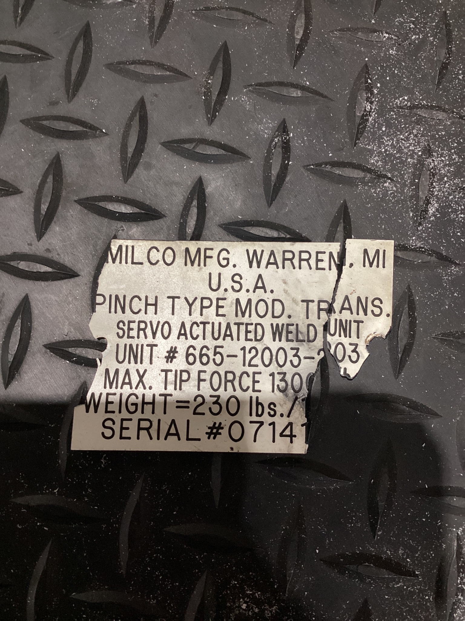 MILCO 665-12003-203 Pinch-Type Weld Gun USED 4