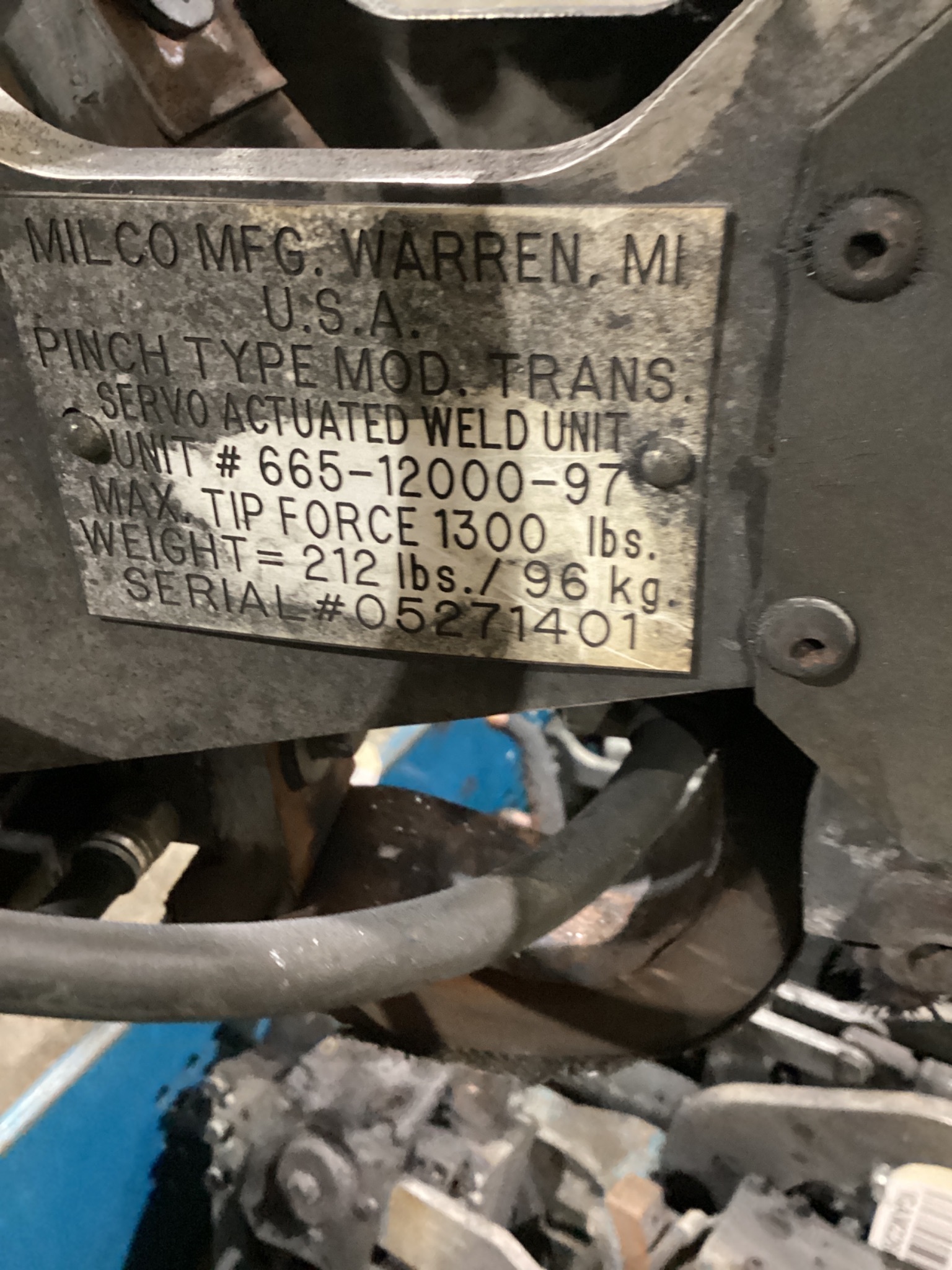 MILCO 665-12000-97 Pinch-Type Weld Gun USED 3