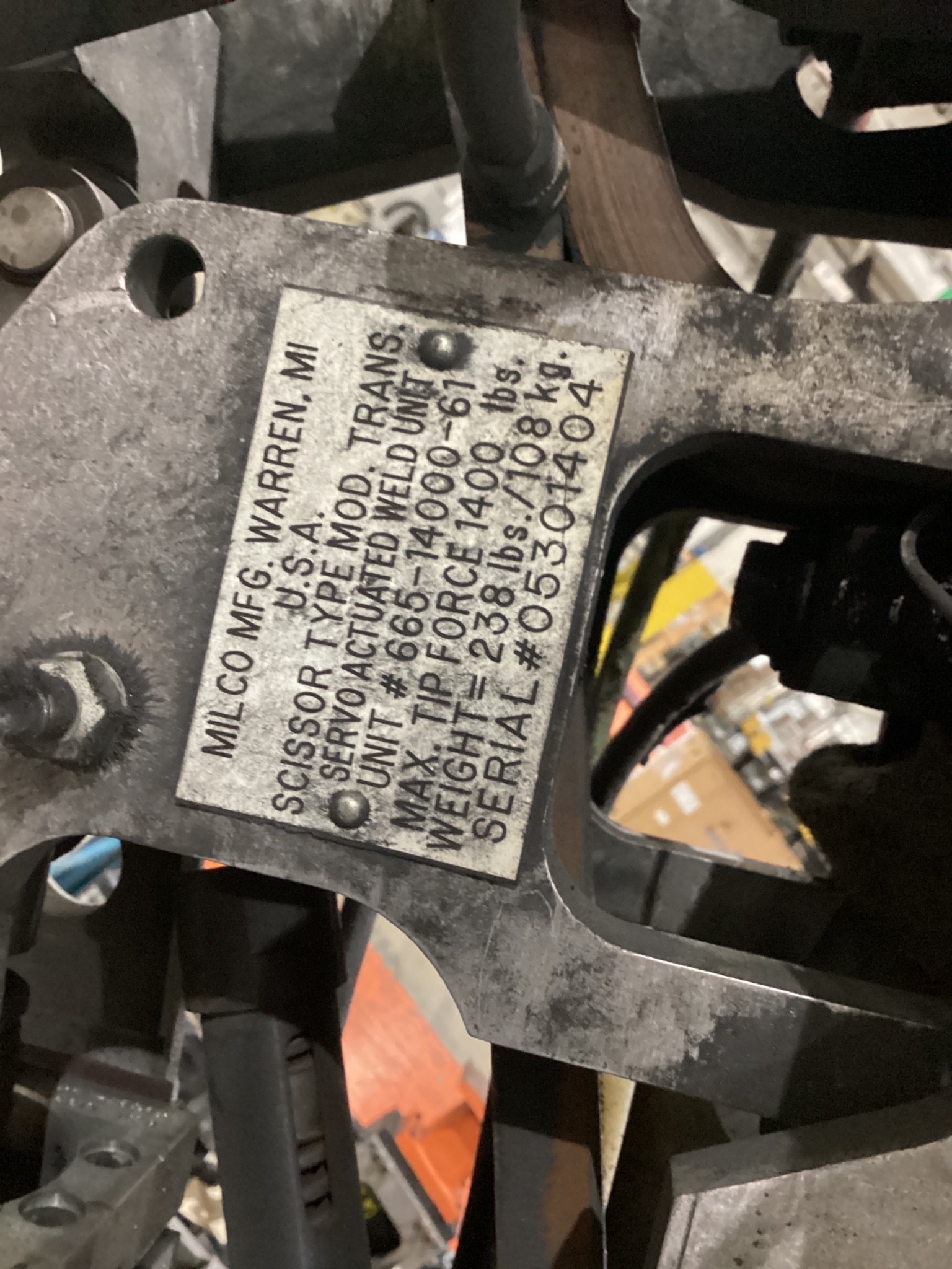 MILCO 665-14000-61 Scissor-Type Weld Gun USED 4