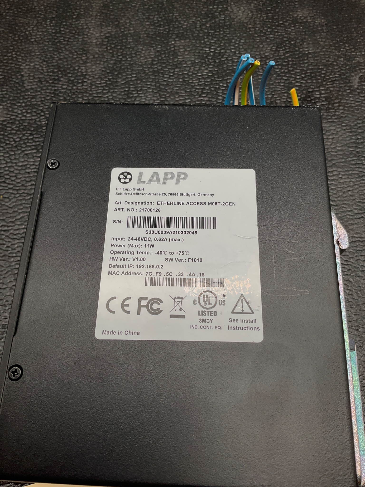 LAPP 21700126 ETHERLINE M08T-2GEN 8-PORT MANAGED ETHERNET SWITCH USED 5