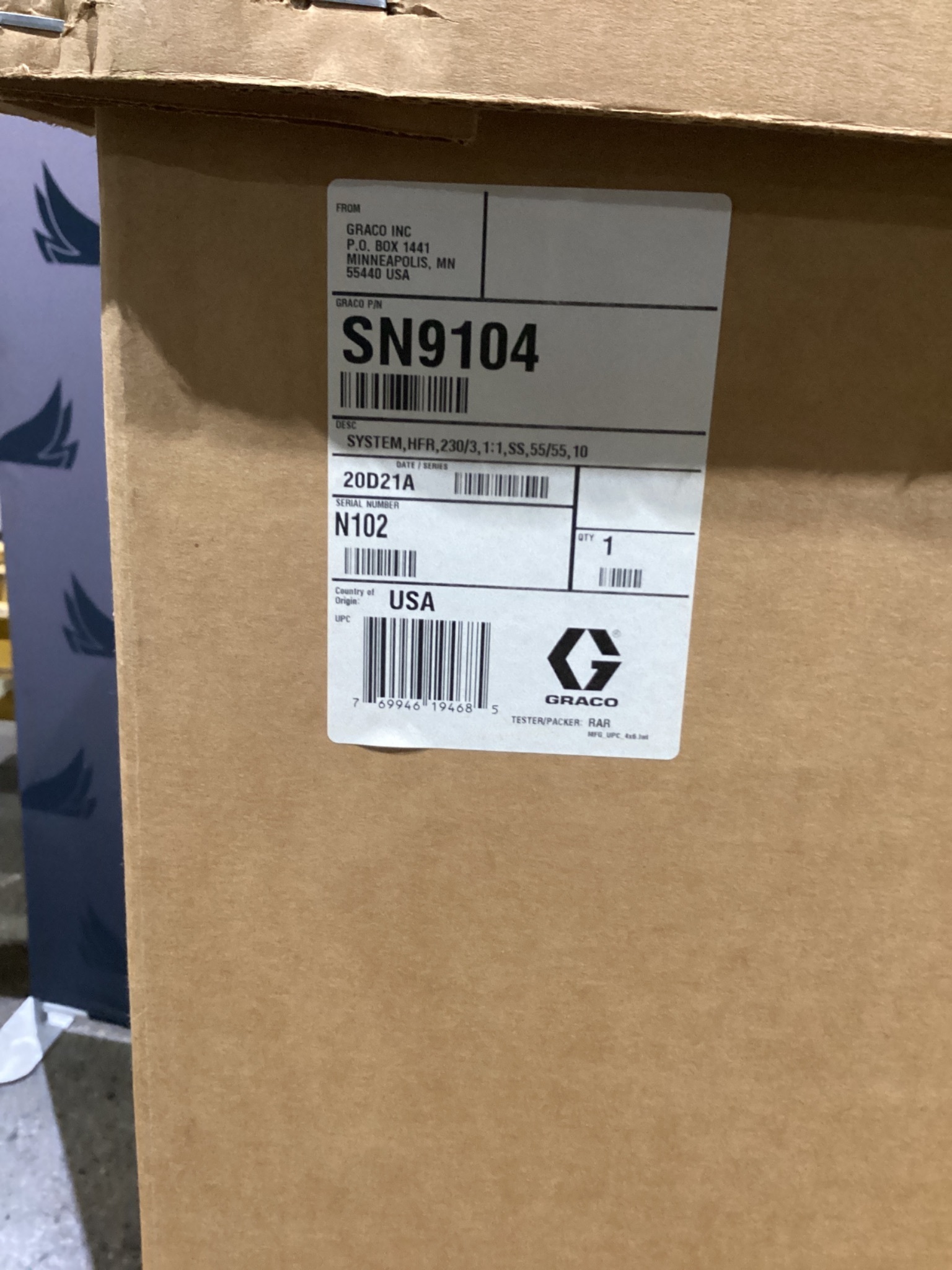 GRACO SN9104 HFR Supply System 230/3 1:1 SS 55/55 10 NEW 3