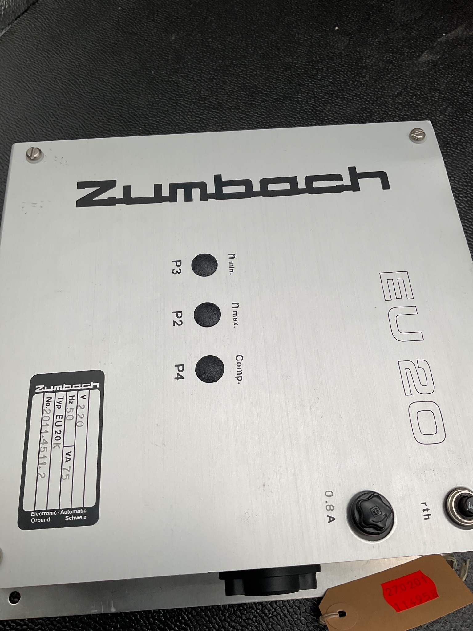 ZUMBACH EU 20K ELECTRONIC REGULATOR MODULE USED 3