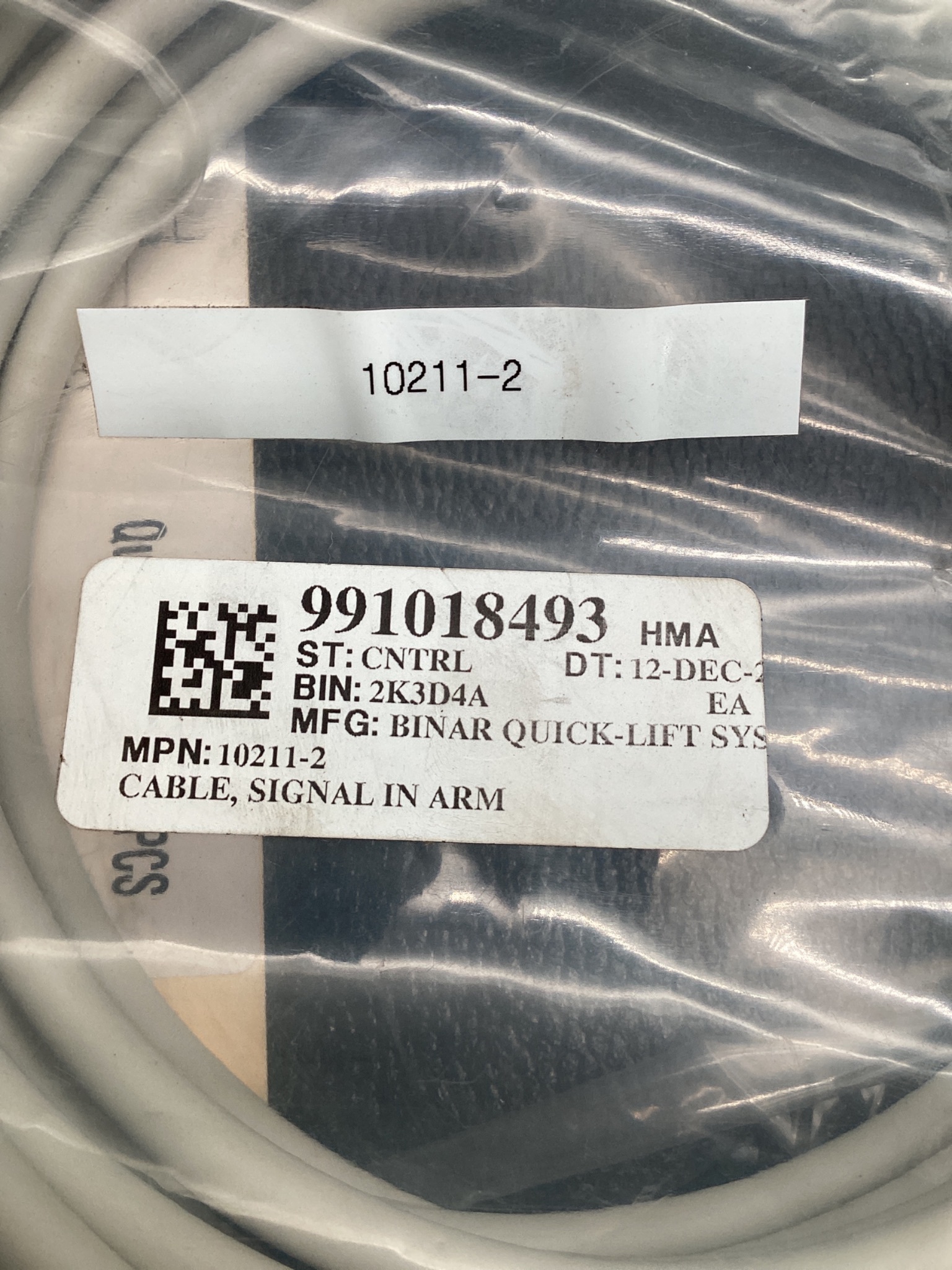 BINAR 10211-2 QUICK-LIFT CABLE ASSEMBLY NEW 4