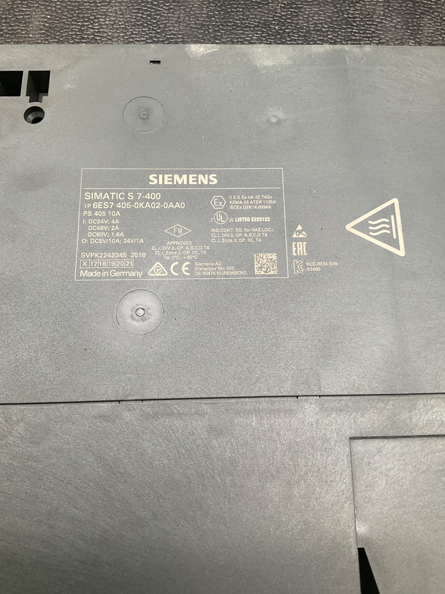 SIEMENS 6ES7 405-0KA02-0AA0 Simatic S7-400 Power Supply USED 6