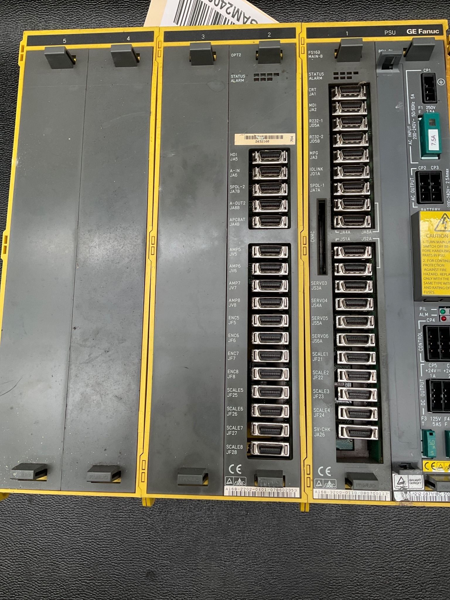 FANUC A02B-0120-B513 w/ I/O, Main CPU, & Power Supply Board USED 2