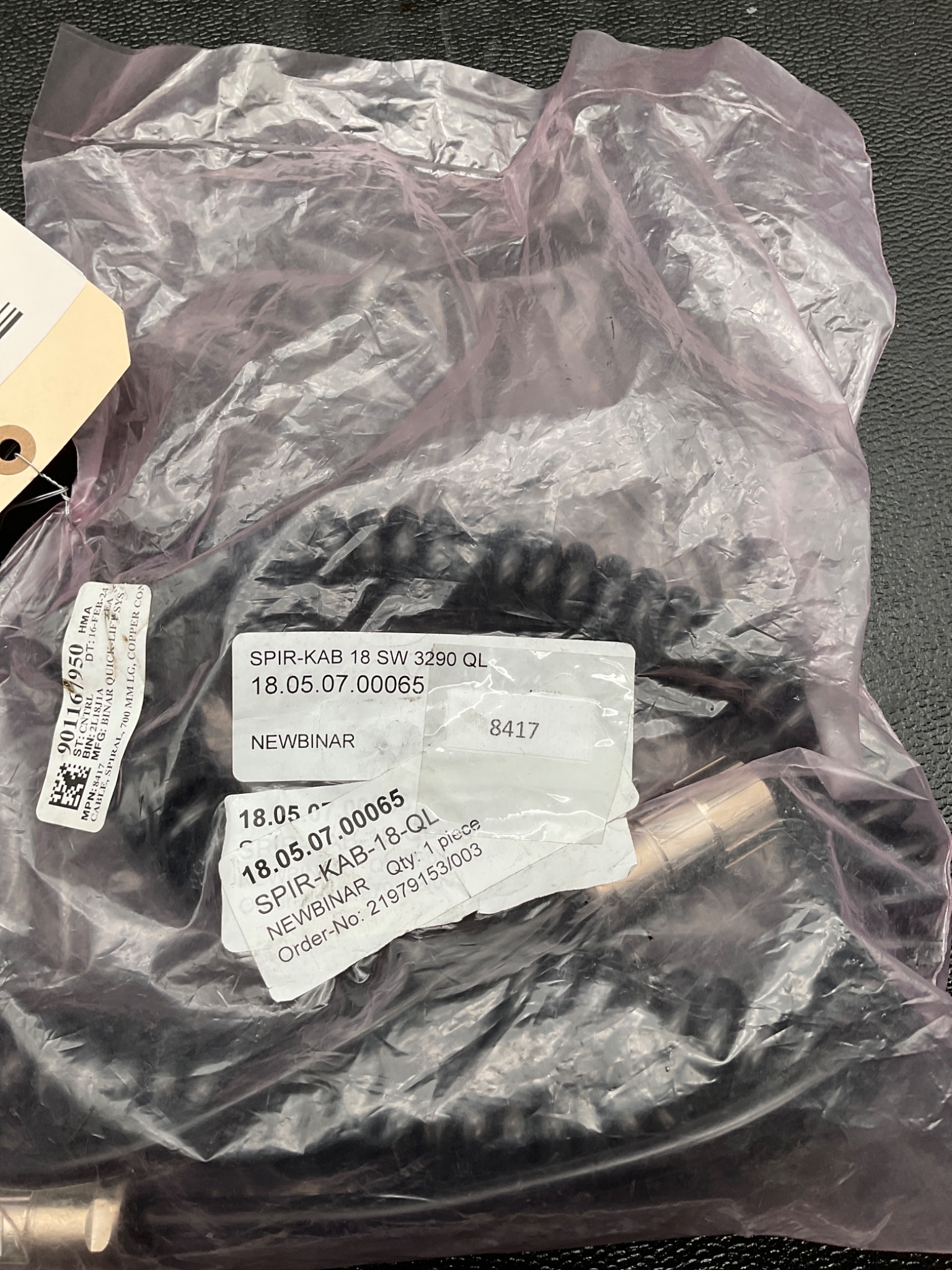 BINAR 8417 QUICK-LIFT CABLE ASSEMBLY NEW 1