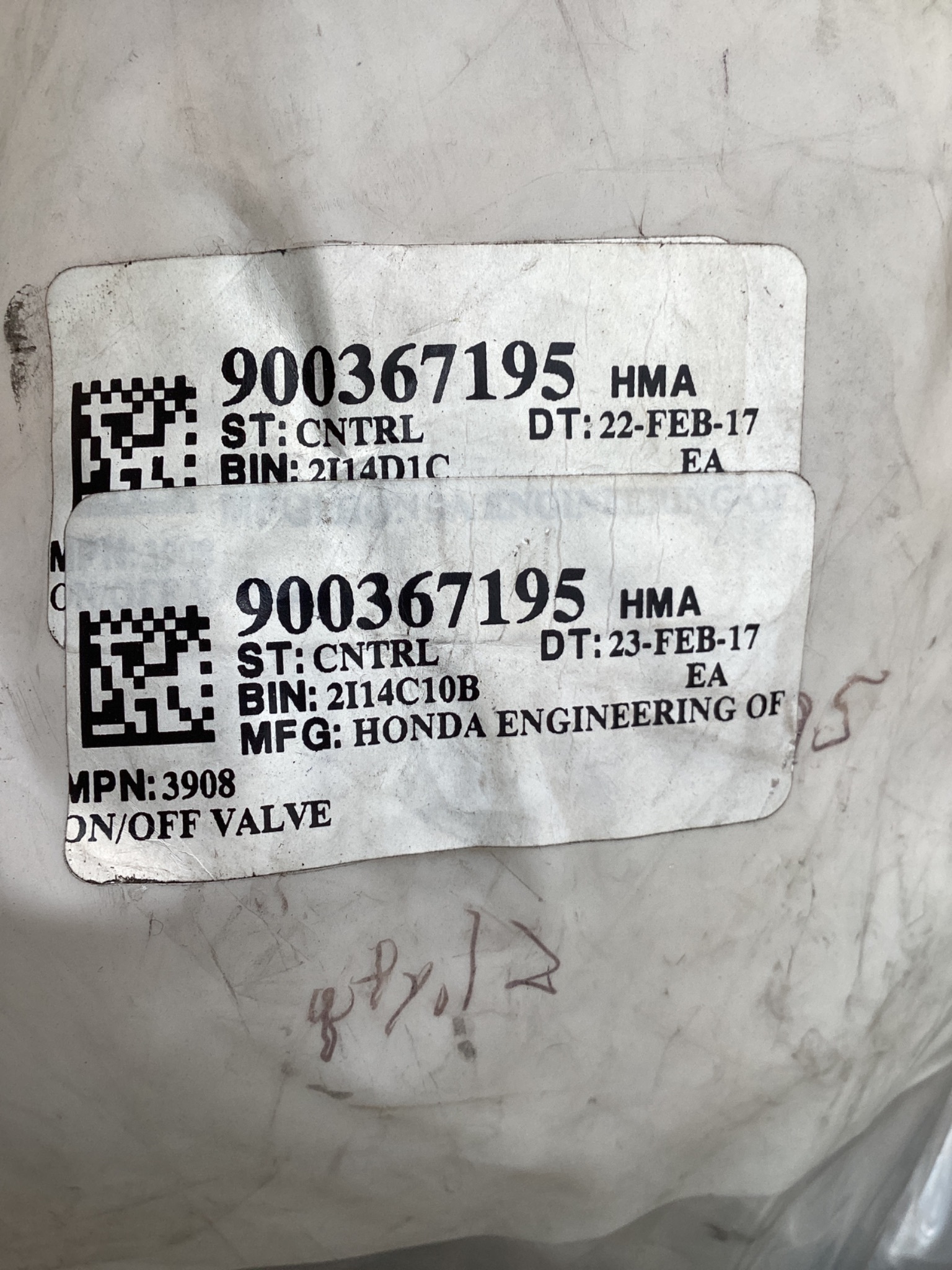 HONDA ENGINEERING 3908 ON/OFF VALVE NEW 4