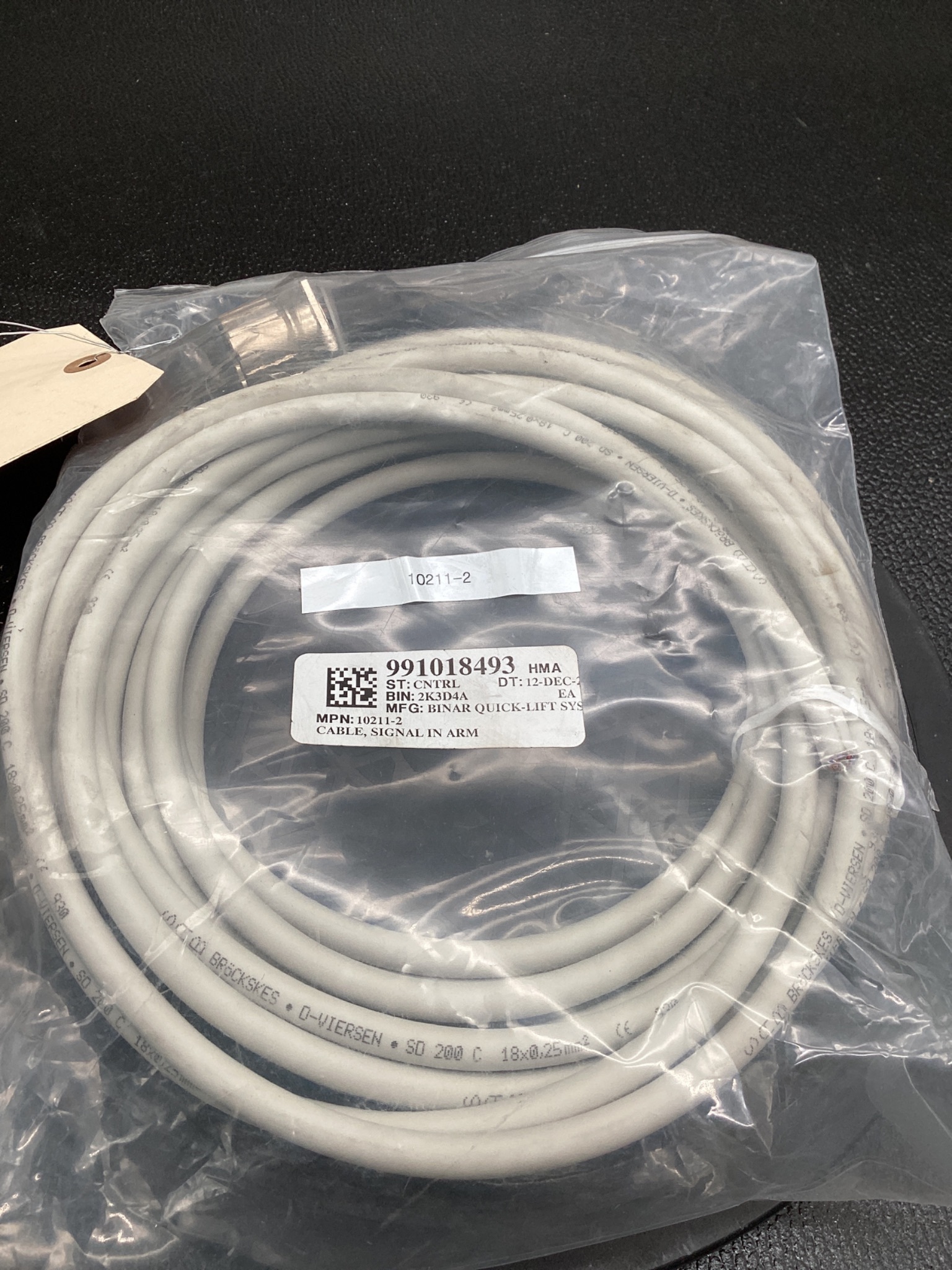 BINAR 10211-2 QUICK-LIFT CABLE ASSEMBLY NEW 0