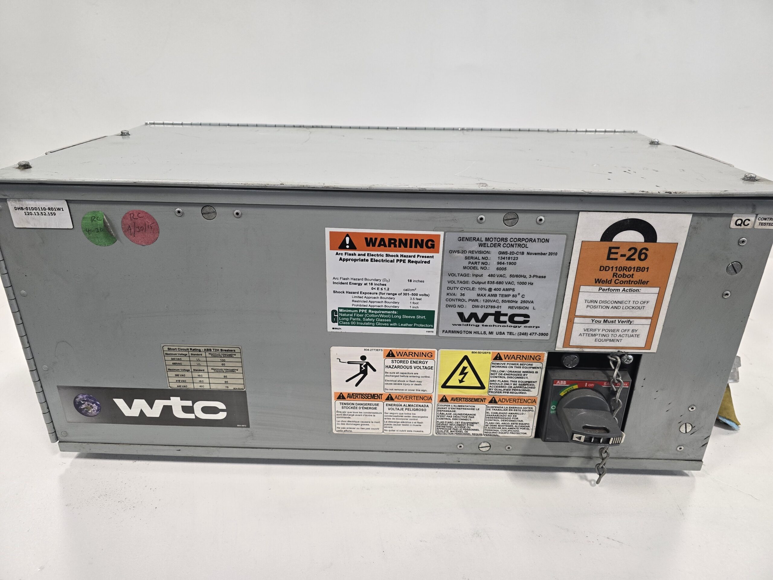 WTC MEDWELD 6005 WELDER CONTROL REV L USED 0