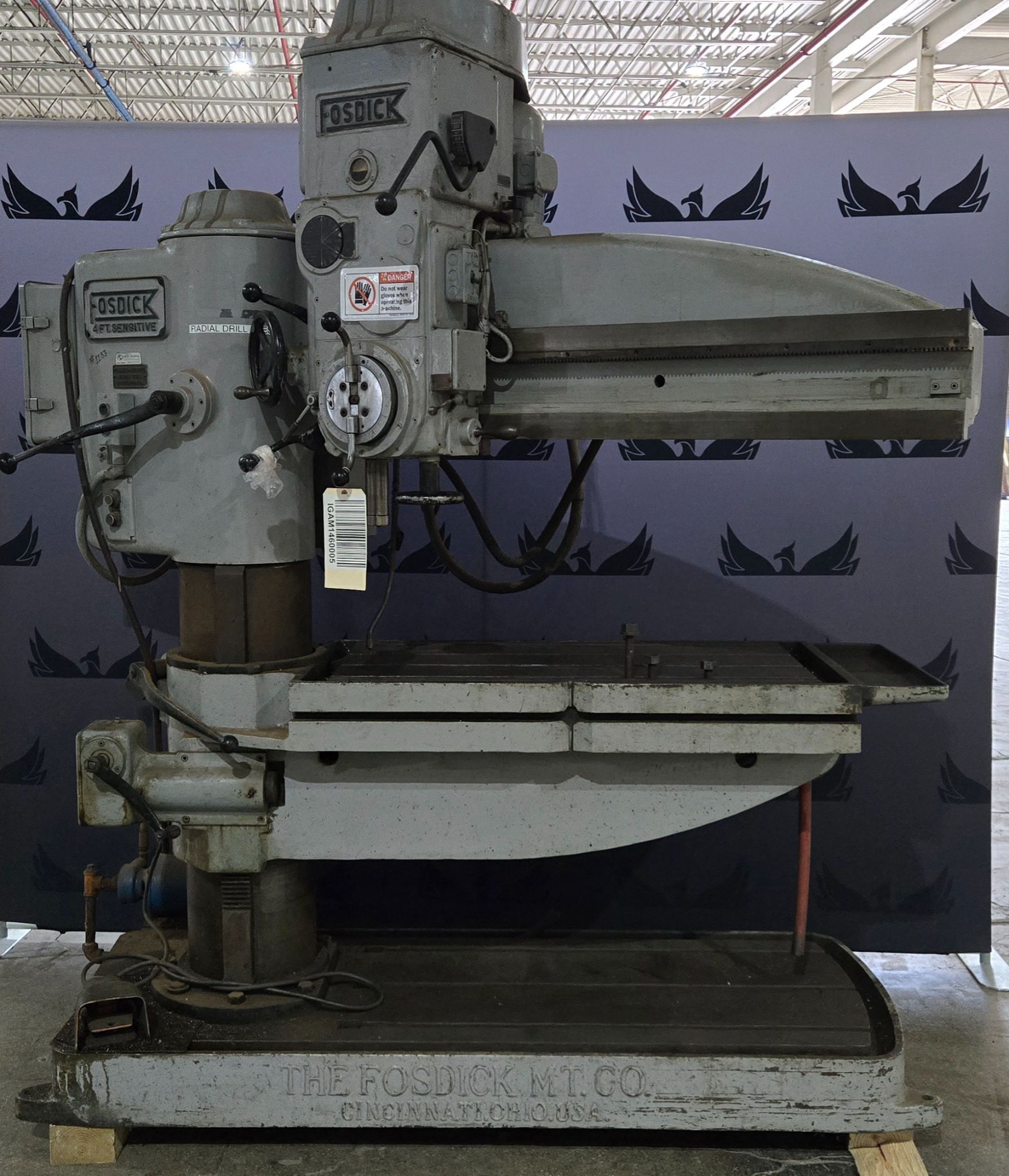 FOSDICK SENSITIVE 4FT RADIAL ARM DRILL 3HP 225V USED 0