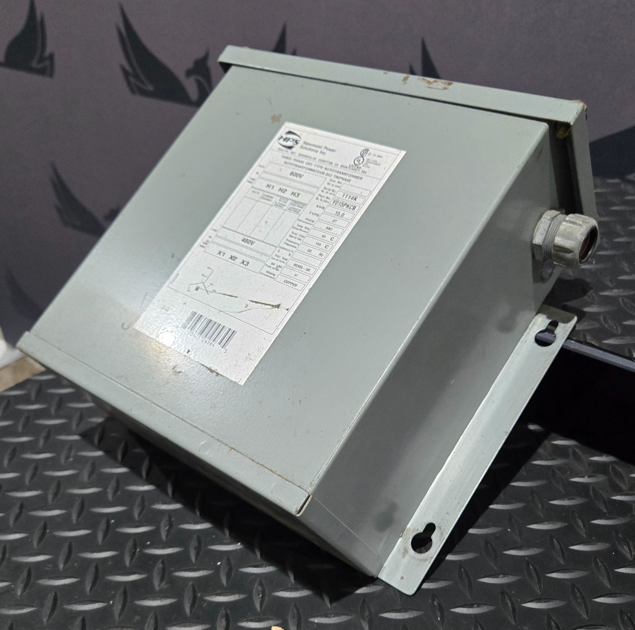 HAMMOND POWER SOLUTIONS Y015PKCB Transformer 600V - 480V, 15 kVa, 3PH USED 1